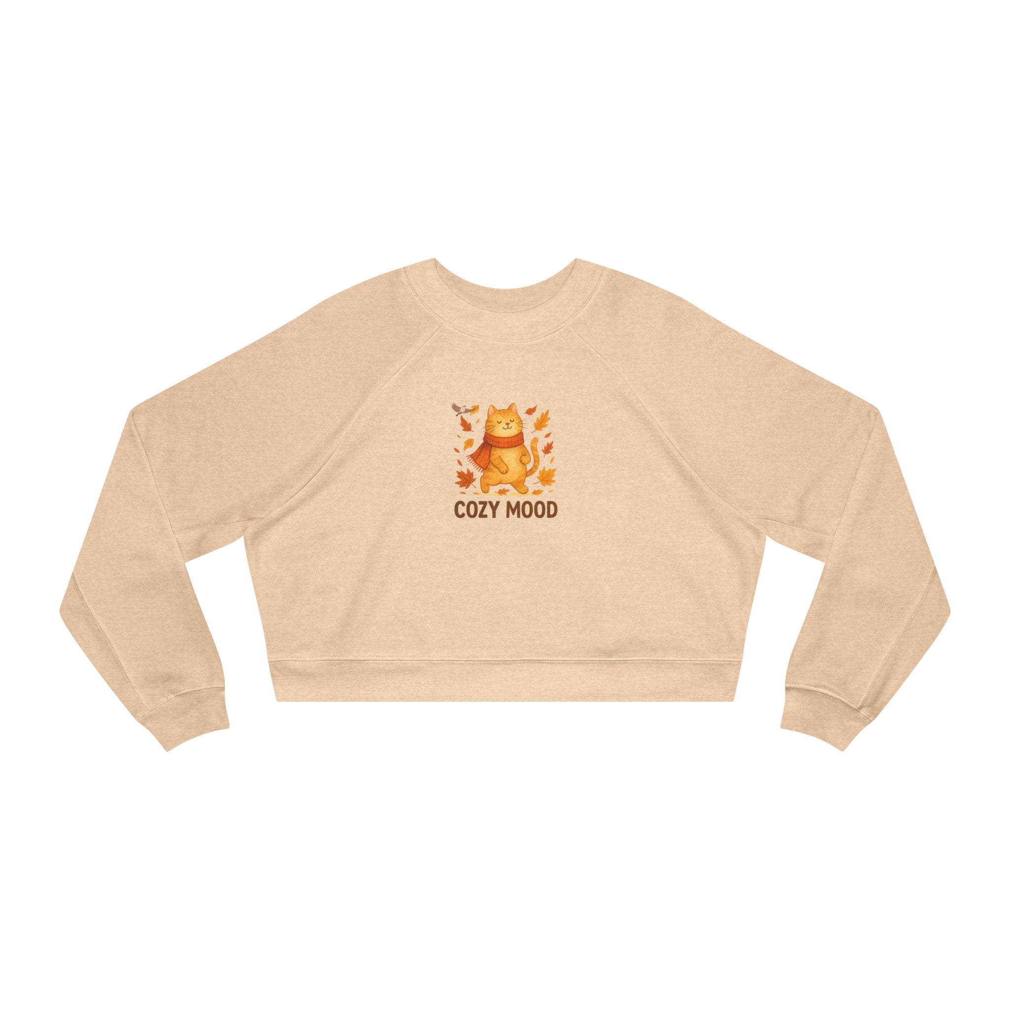 Cat Lover Cropped Fleece Pullover – Women’s Cozy Sweatshirt for Fall Fashion & Gifts