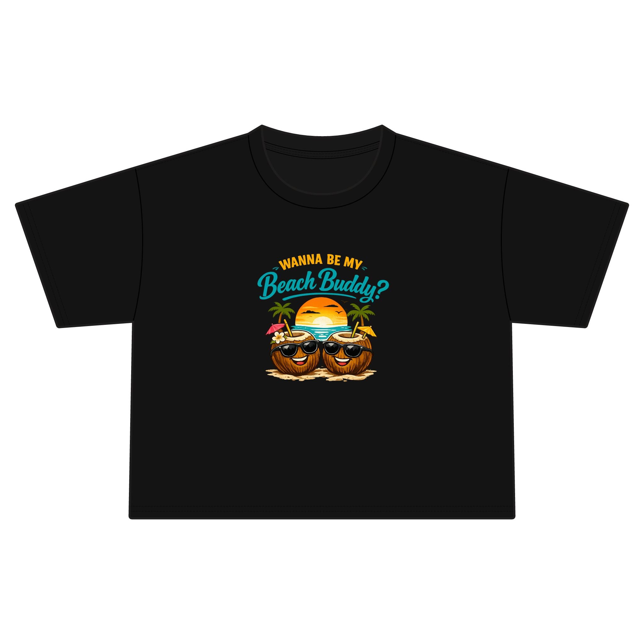 Wanna Be My Beach Buddy? | Funny Tropical Graphic T-Shirt | Cute Summer Vacation Tee