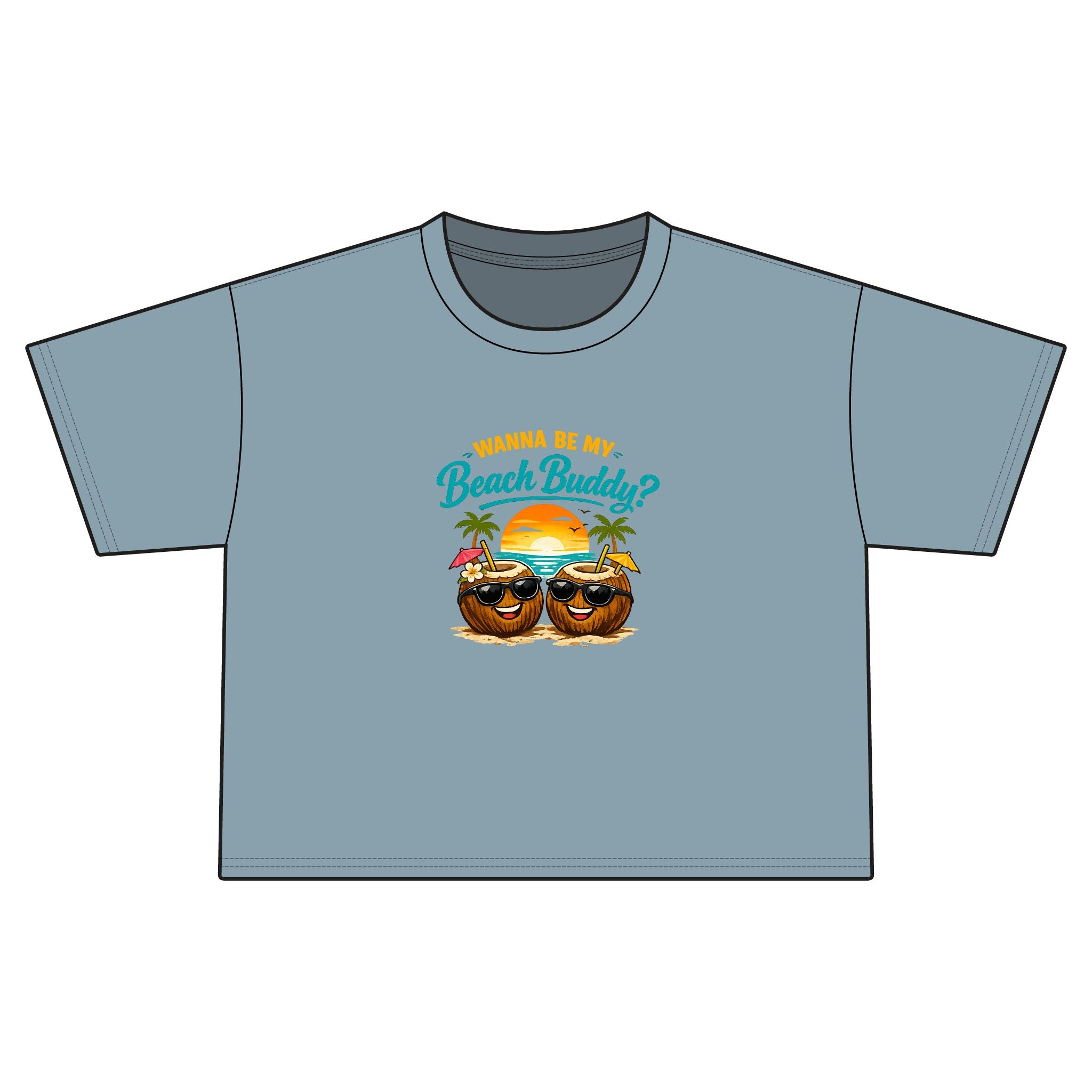Wanna Be My Beach Buddy? | Funny Tropical Graphic T-Shirt | Cute Summer Vacation Tee