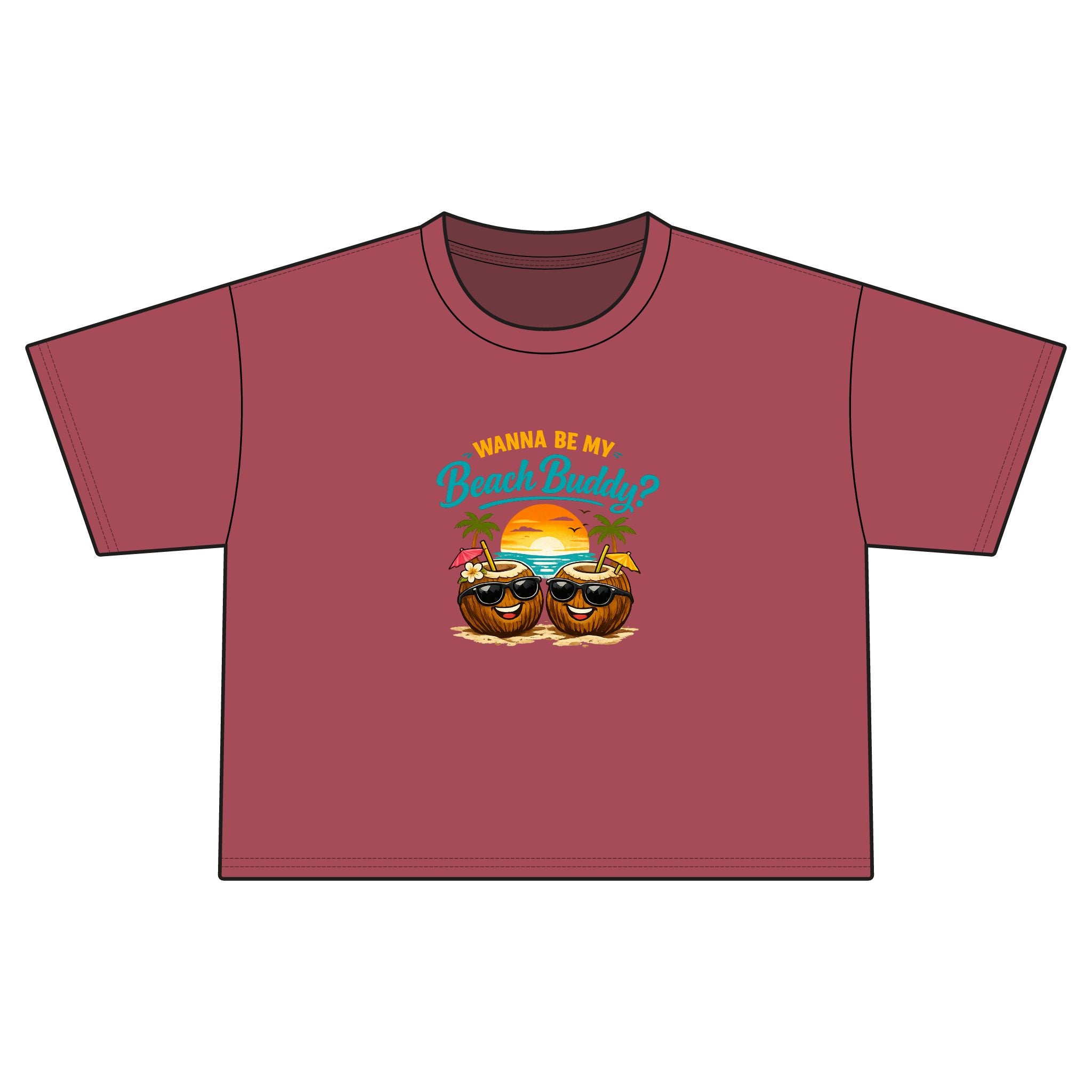 Wanna Be My Beach Buddy? | Funny Tropical Graphic T-Shirt | Cute Summer Vacation Tee