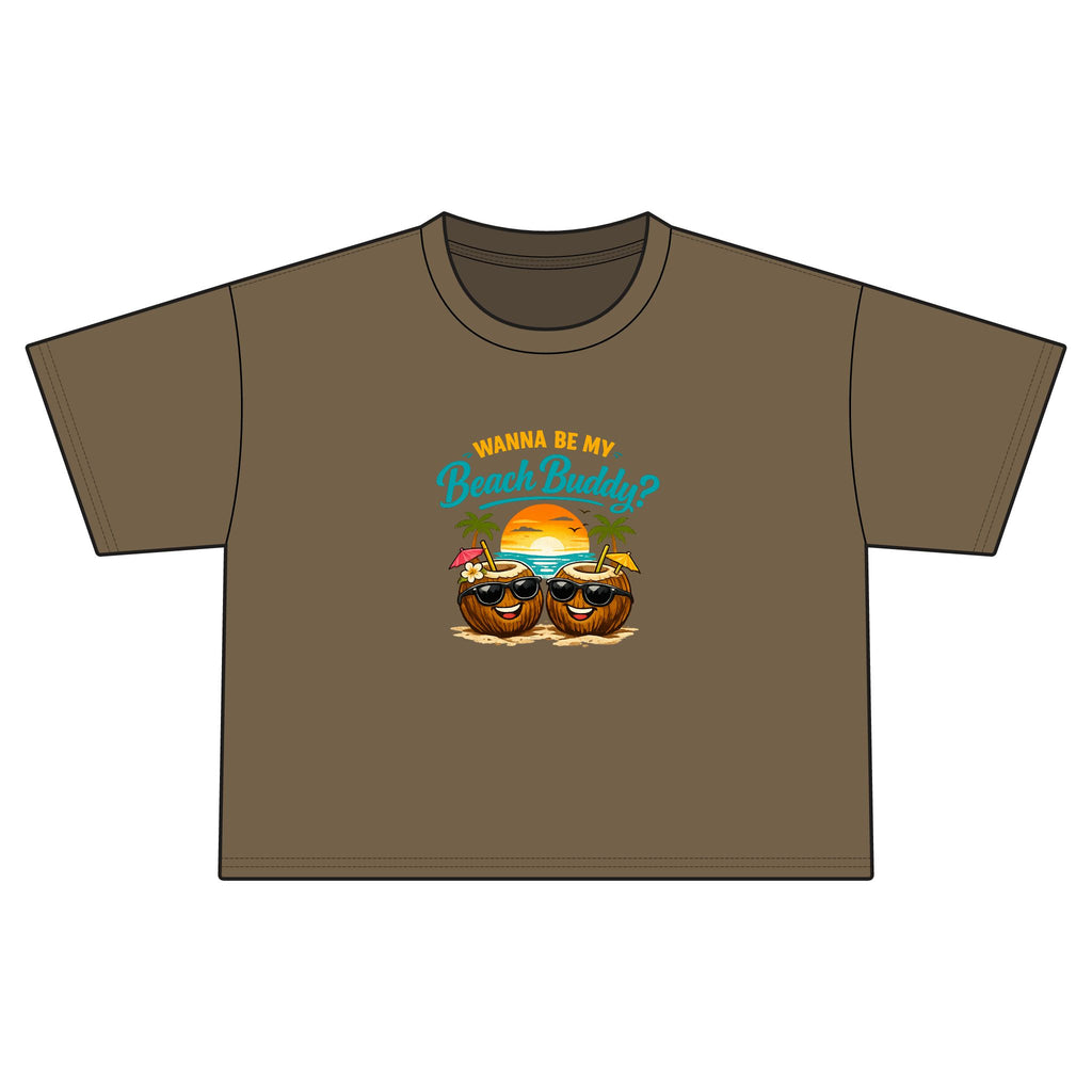 Wanna Be My Beach Buddy? | Funny Tropical Graphic T-Shirt | Cute Summer Vacation Tee