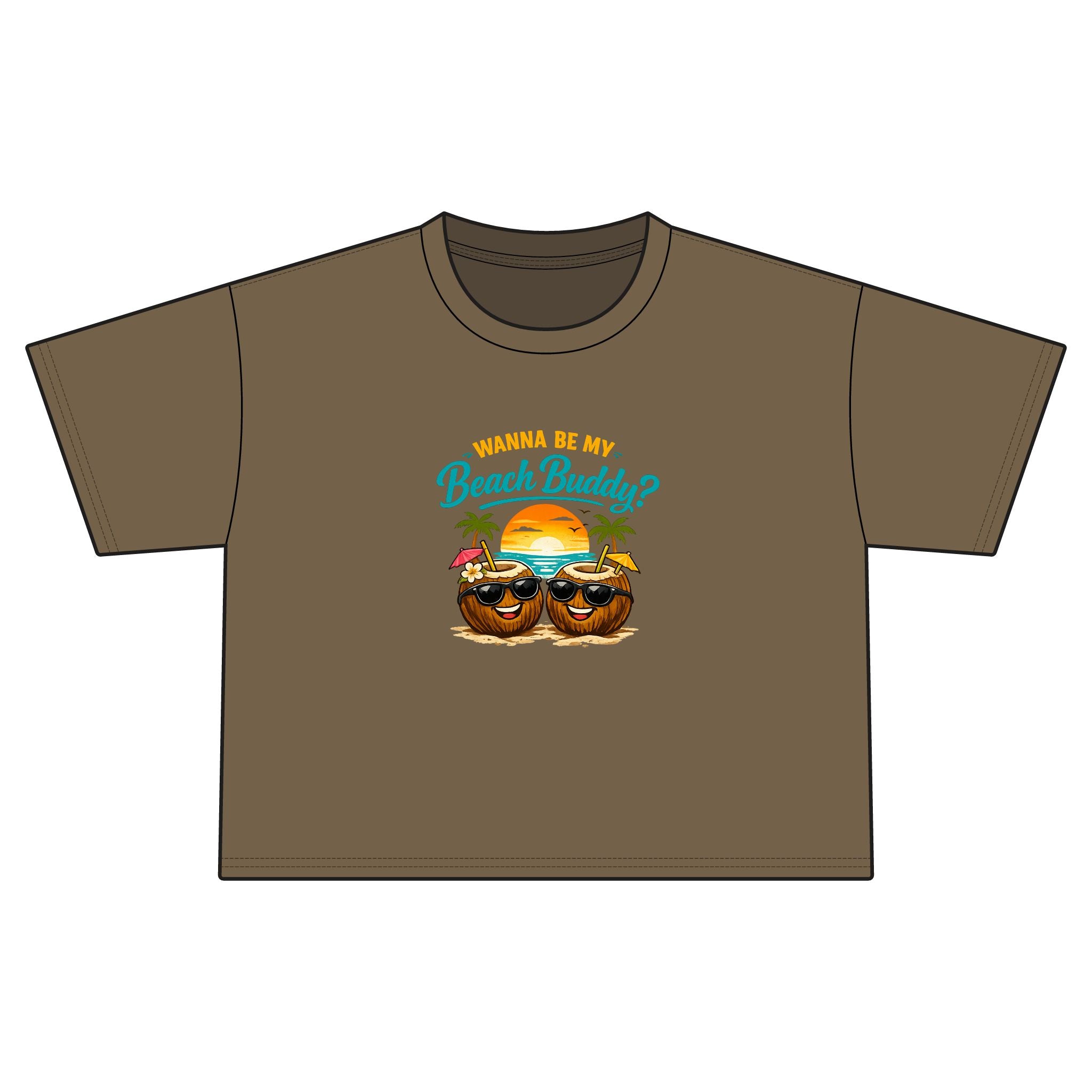 Wanna Be My Beach Buddy? | Funny Tropical Graphic T-Shirt | Cute Summer Vacation Tee