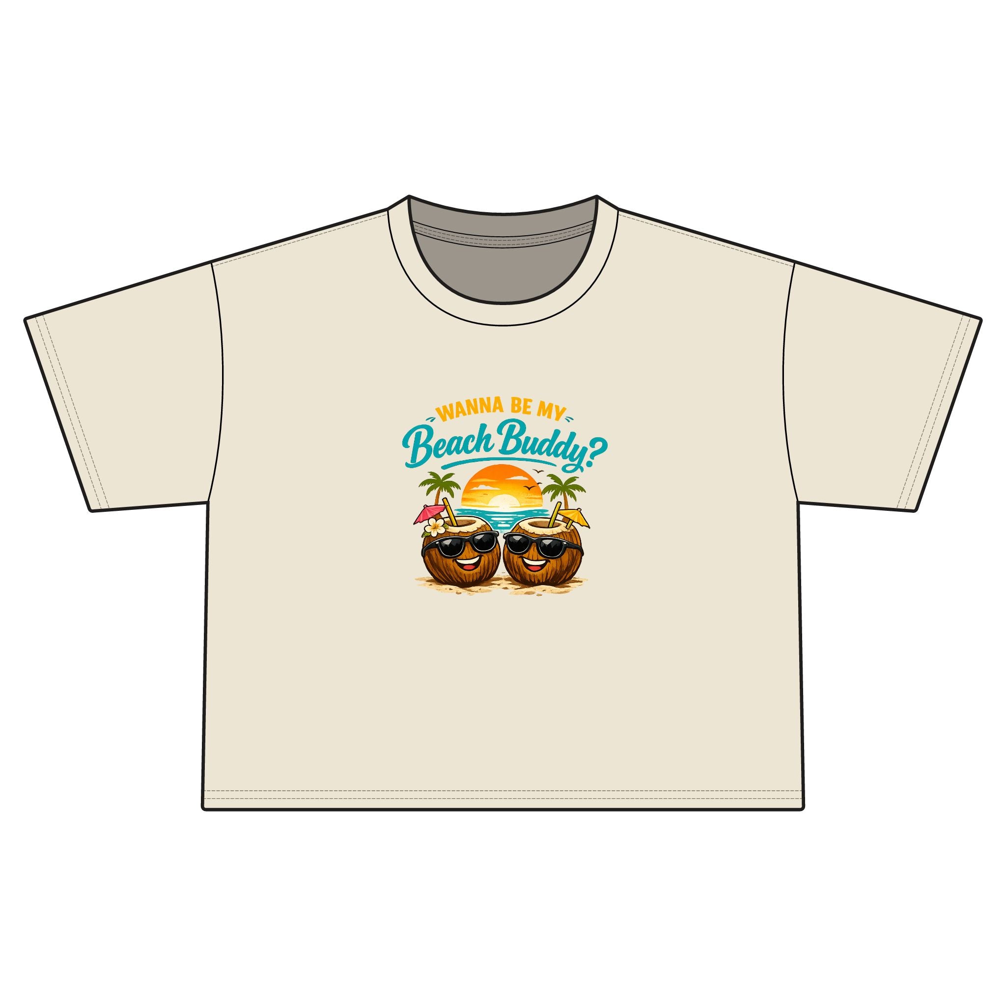 Wanna Be My Beach Buddy? | Funny Tropical Graphic T-Shirt | Cute Summer Vacation Tee