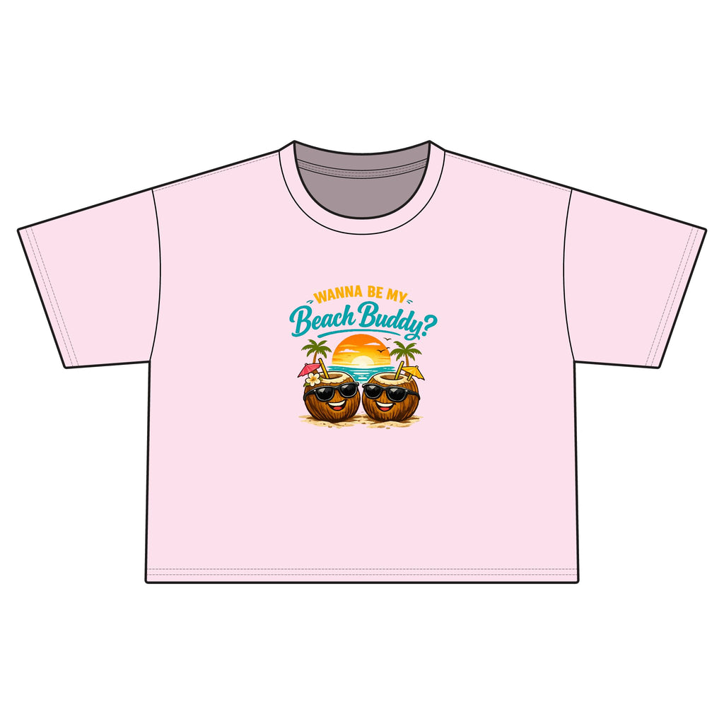 Wanna Be My Beach Buddy? | Funny Tropical Graphic T-Shirt | Cute Summer Vacation Tee