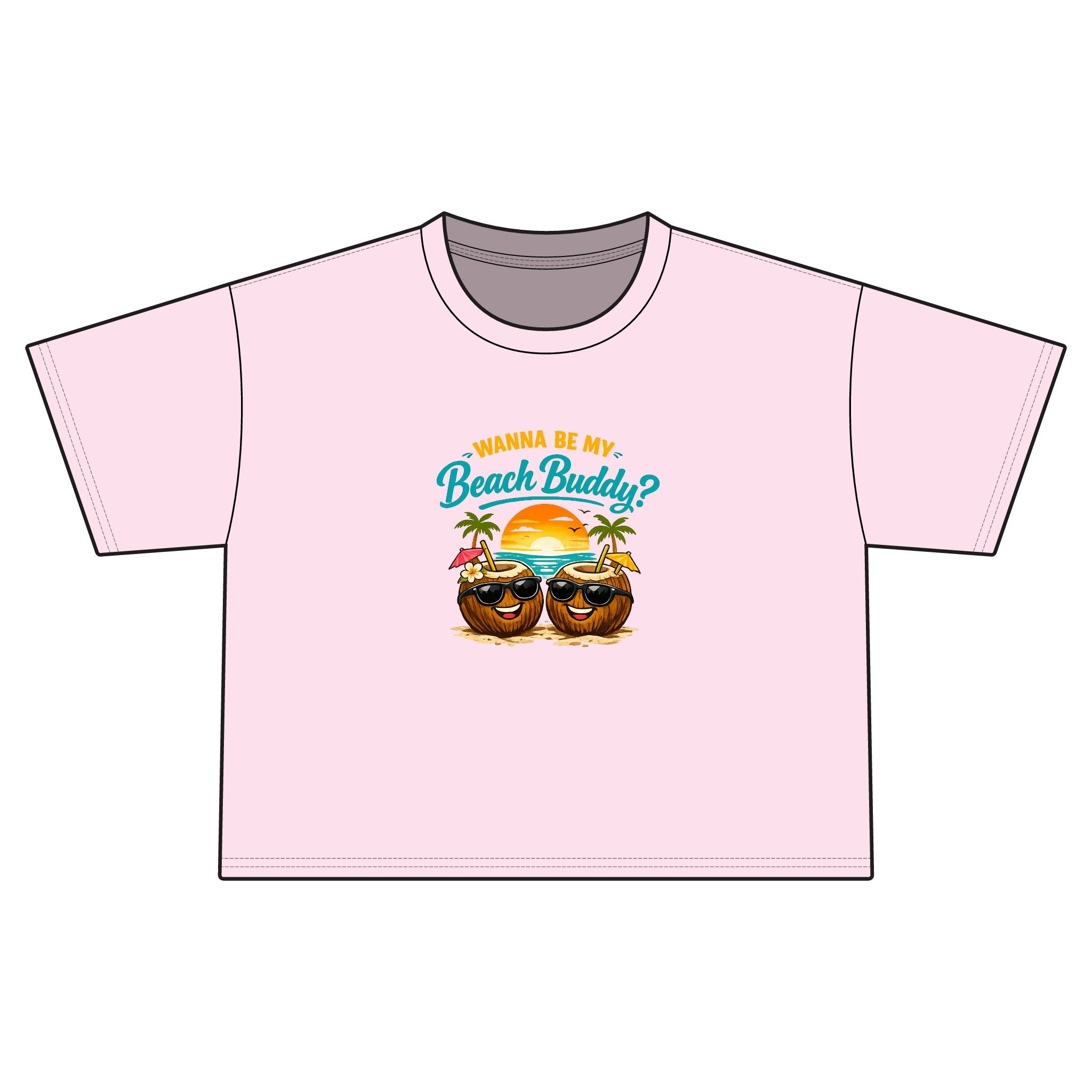Wanna Be My Beach Buddy? | Funny Tropical Graphic T-Shirt | Cute Summer Vacation Tee