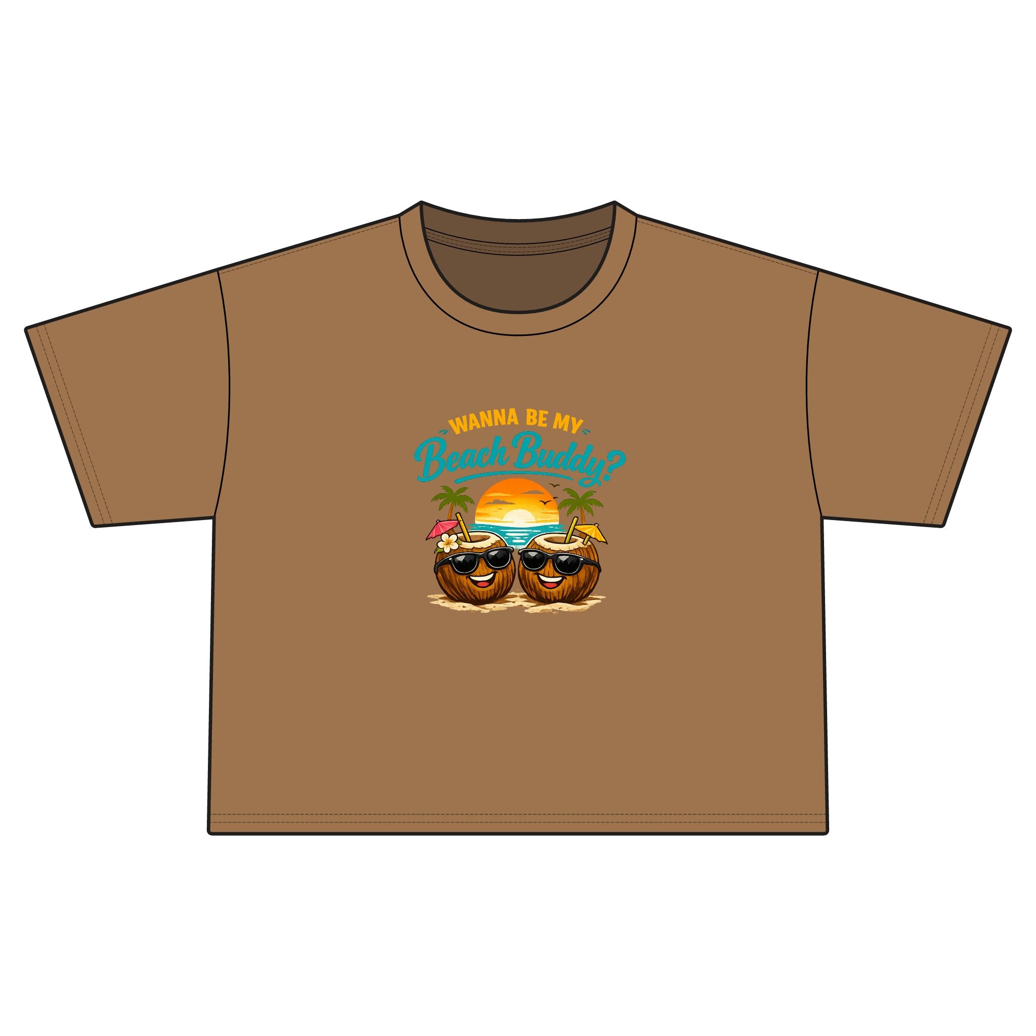Wanna Be My Beach Buddy? | Funny Tropical Graphic T-Shirt | Cute Summer Vacation Tee