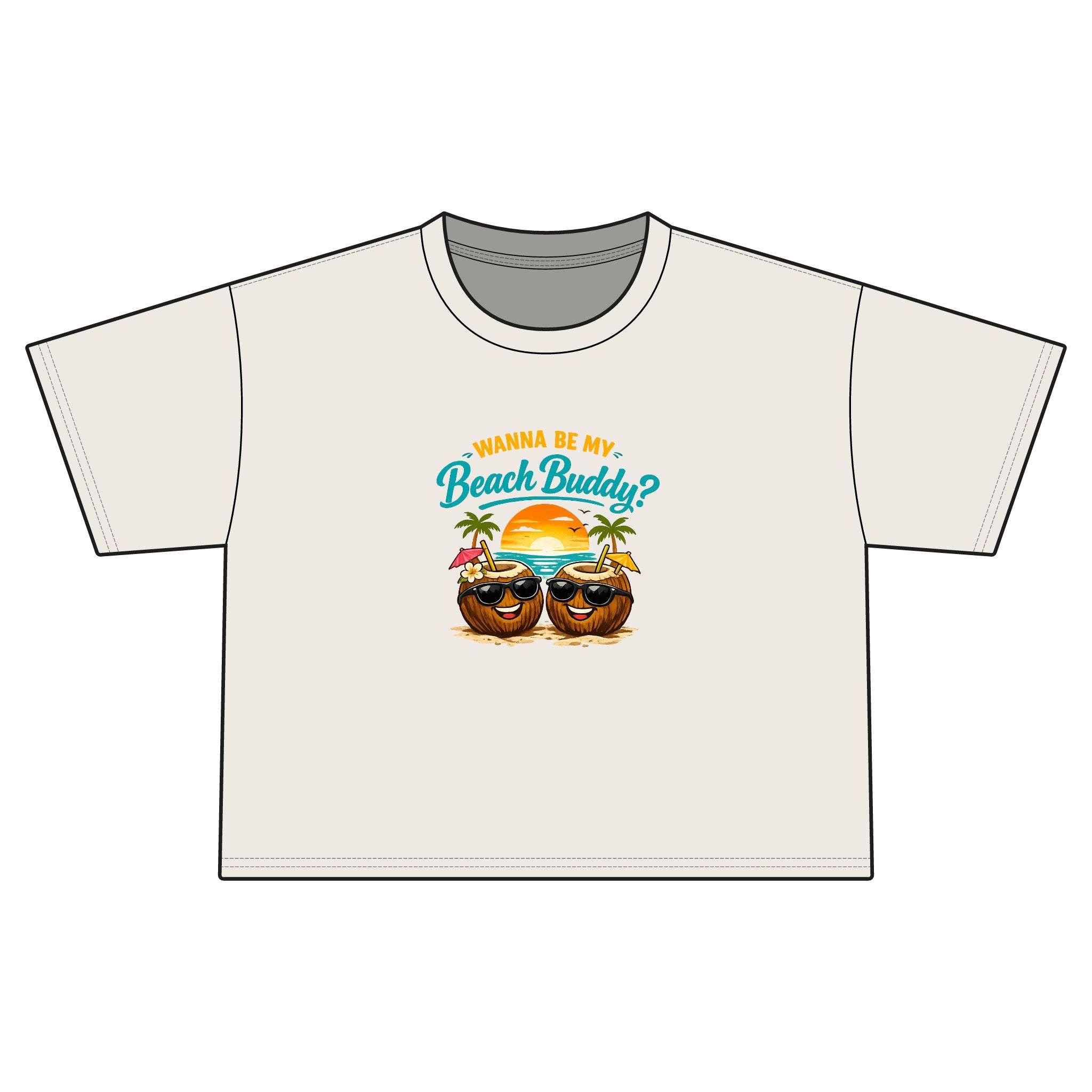 Wanna Be My Beach Buddy? | Funny Tropical Graphic T-Shirt | Cute Summer Vacation Tee
