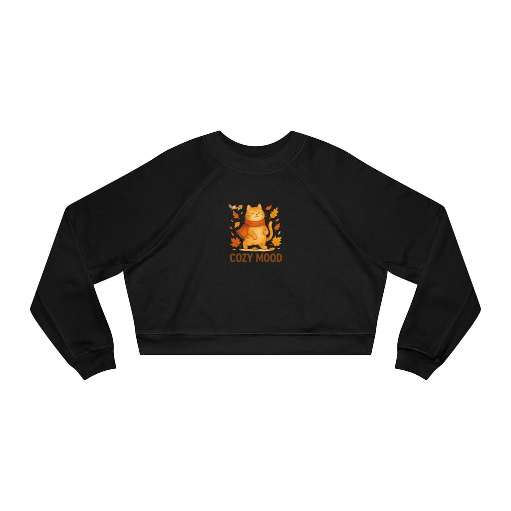Cat Lover Cropped Fleece Pullover – Women’s Cozy Sweatshirt for Fall Fashion & Gifts