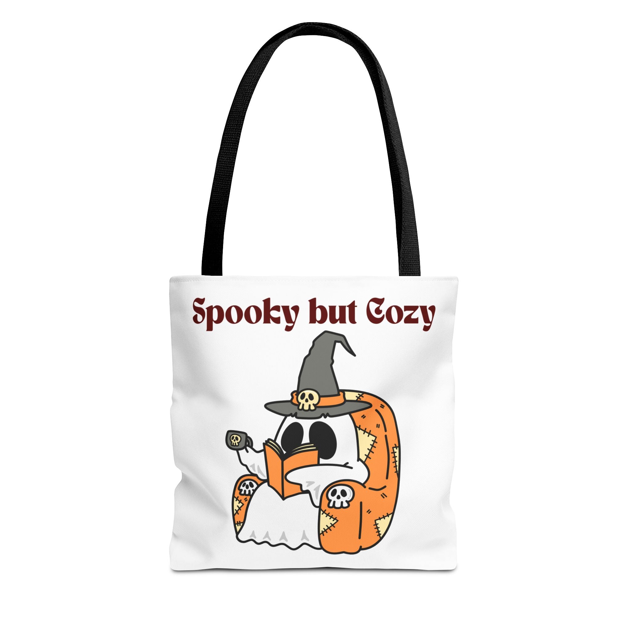 Spooky but Cozy Tote Bag | Fall Halloween Canvas Bag | Fun Gift for Witches, Ghost Lovers & Pumpkin Spice Fans