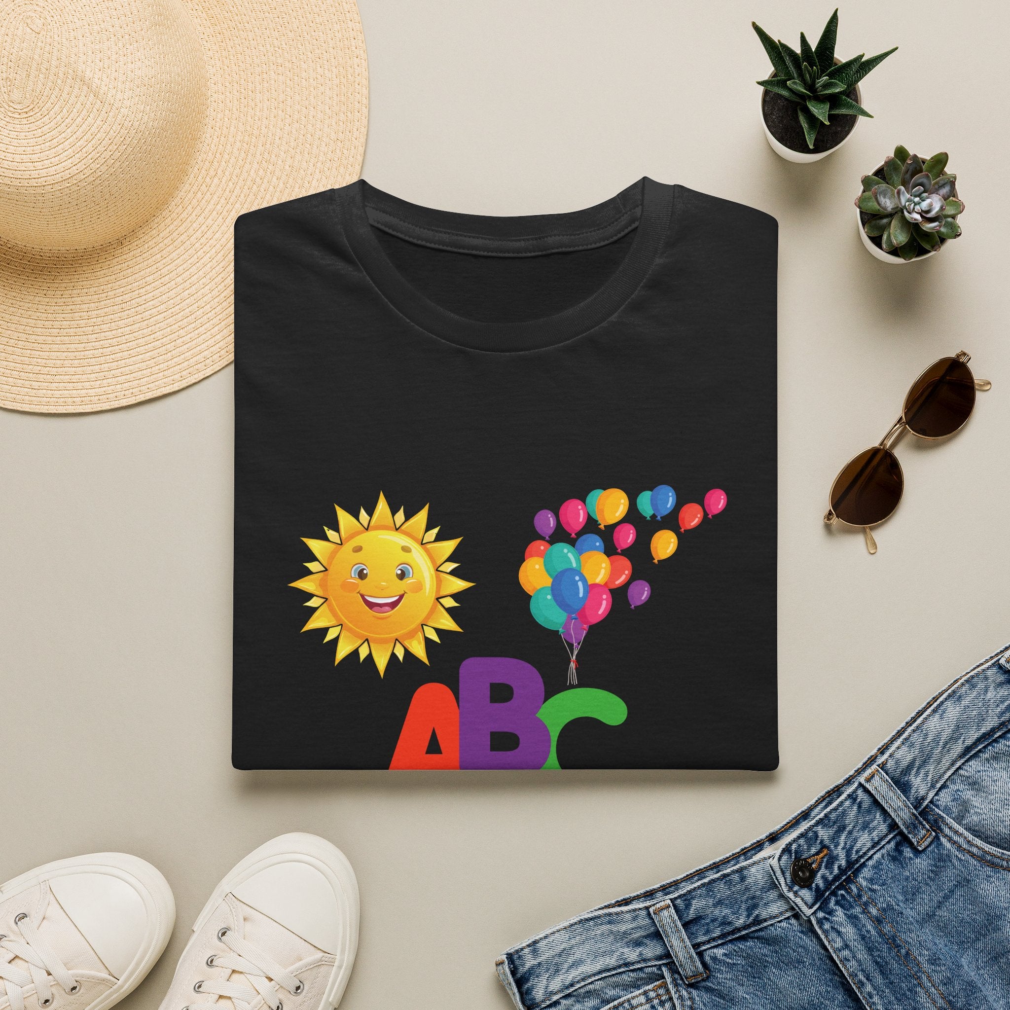 Kids ABC T-Shirt — Little School Sun & Balloons Preschool Tee
