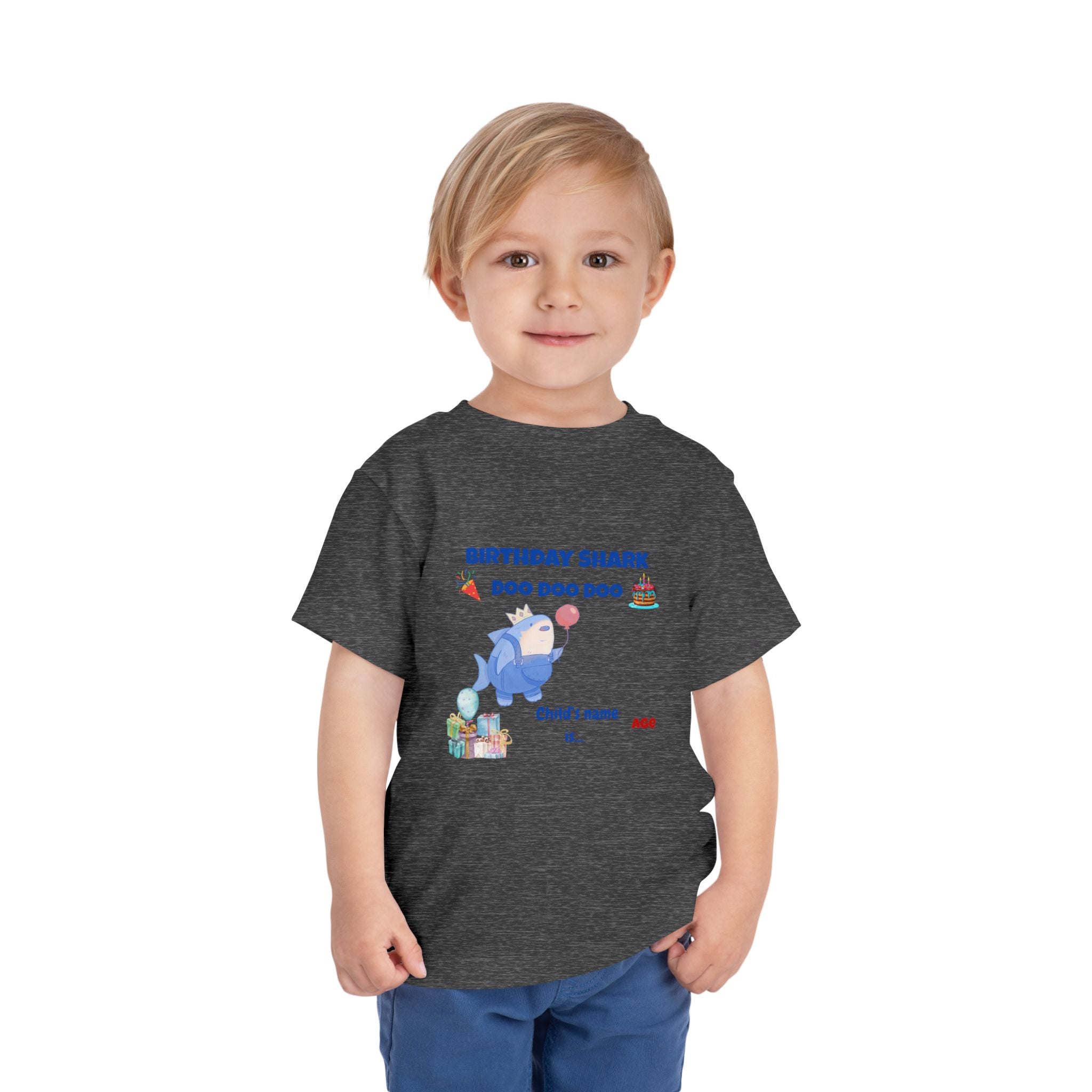 Personalized Birthday Shark TShirt for Kids  Custom Name and Age  Cute Ocean Theme Toddler Tee