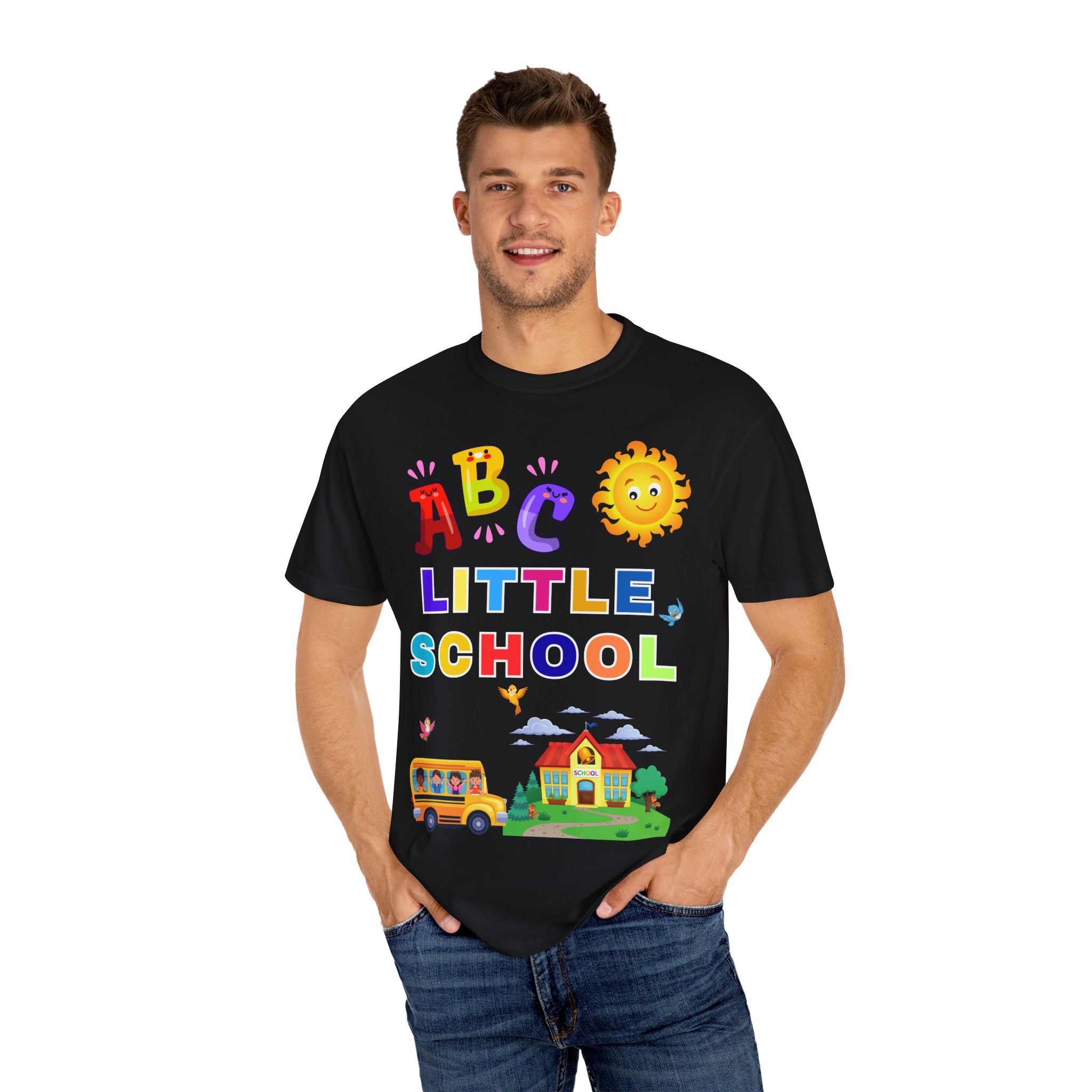 ABC Little School Unisex Garment-Dyed T-Shirt, Kids Learning Apparel, Back to School Shirt, Educational Gift, Fun Classroom Wear
