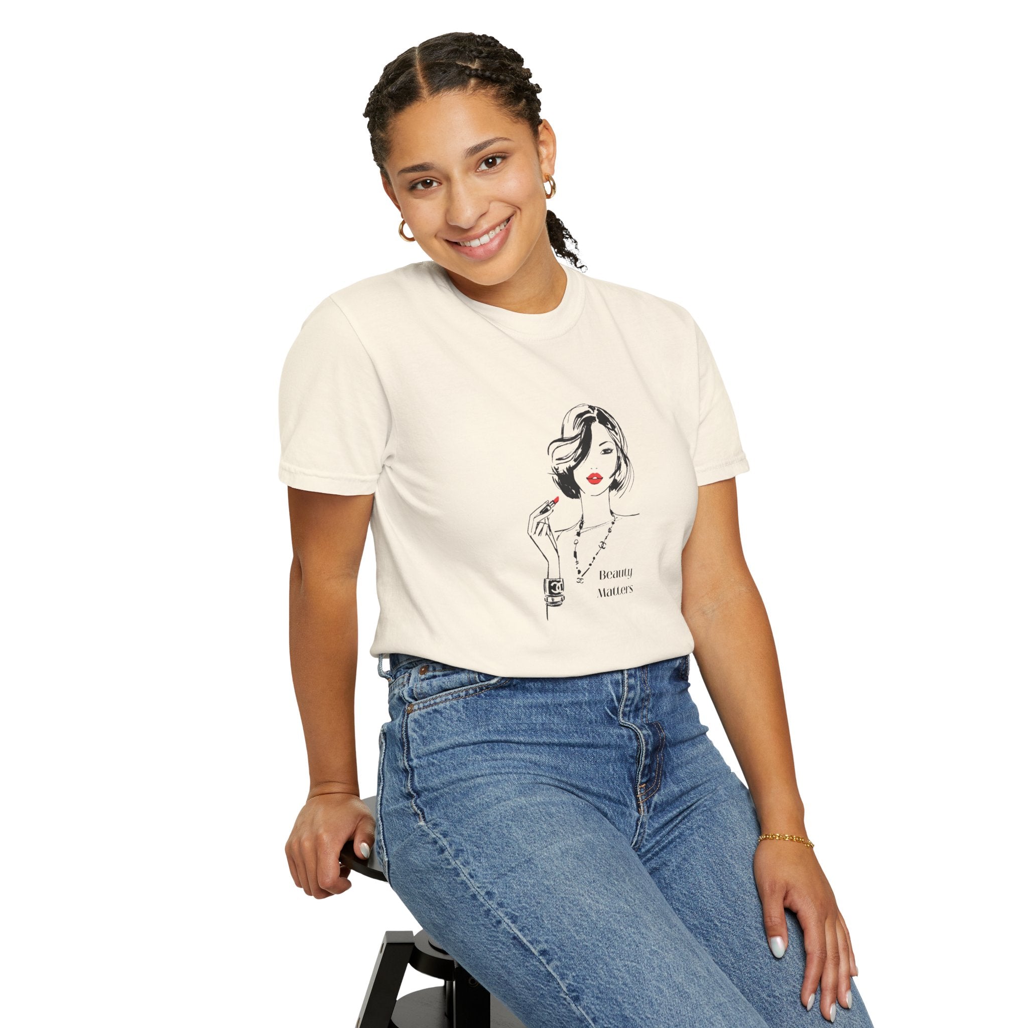 Minimalist Fashion Illustration T-Shirt — 'Beauty Matters' Graphic Tee