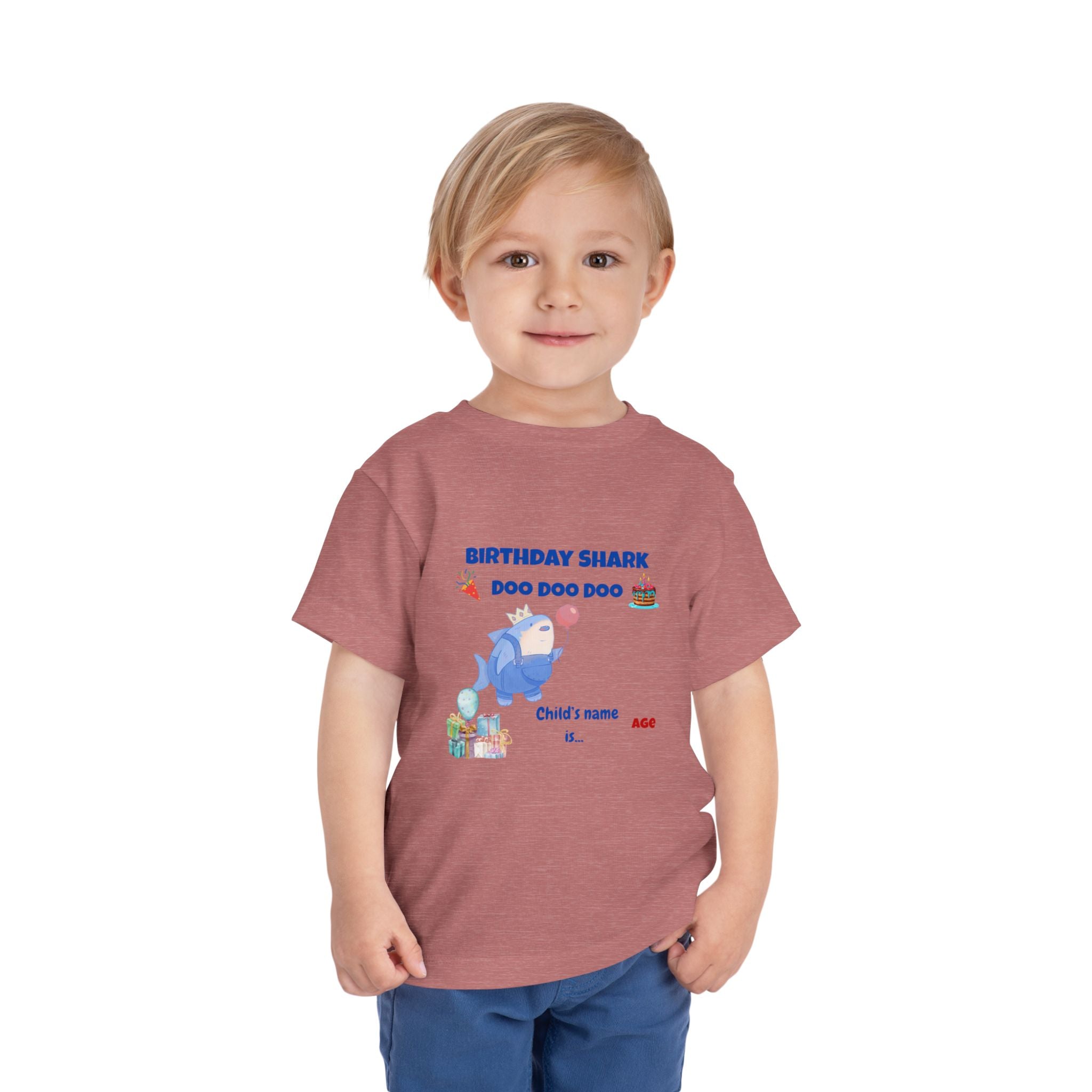 Personalized Birthday Shark TShirt for Kids  Custom Name and Age  Cute Ocean Theme Toddler Tee