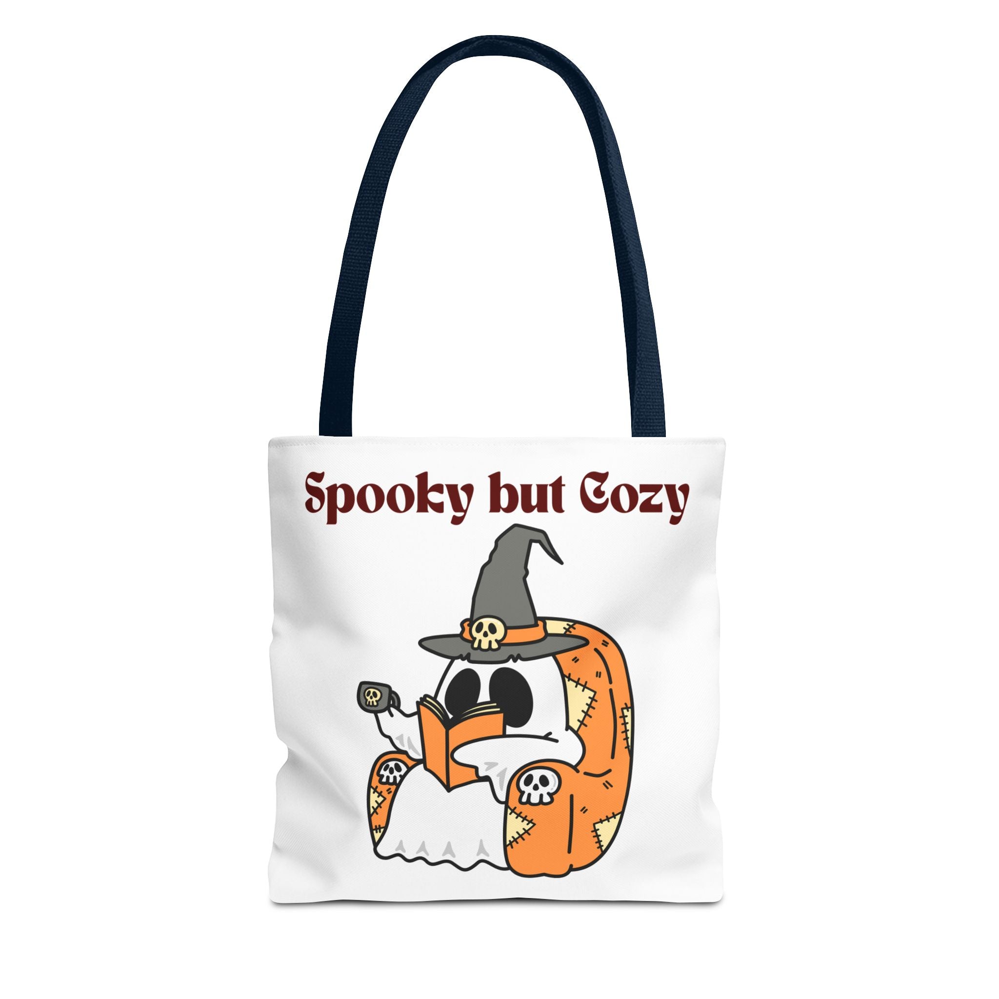 Spooky but Cozy Tote Bag | Fall Halloween Canvas Bag | Fun Gift for Witches, Ghost Lovers & Pumpkin Spice Fans