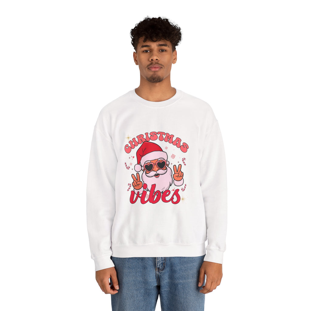 Christmas Vibes Santa Peace Sign Sweatshirt | Christmas Crewneck
