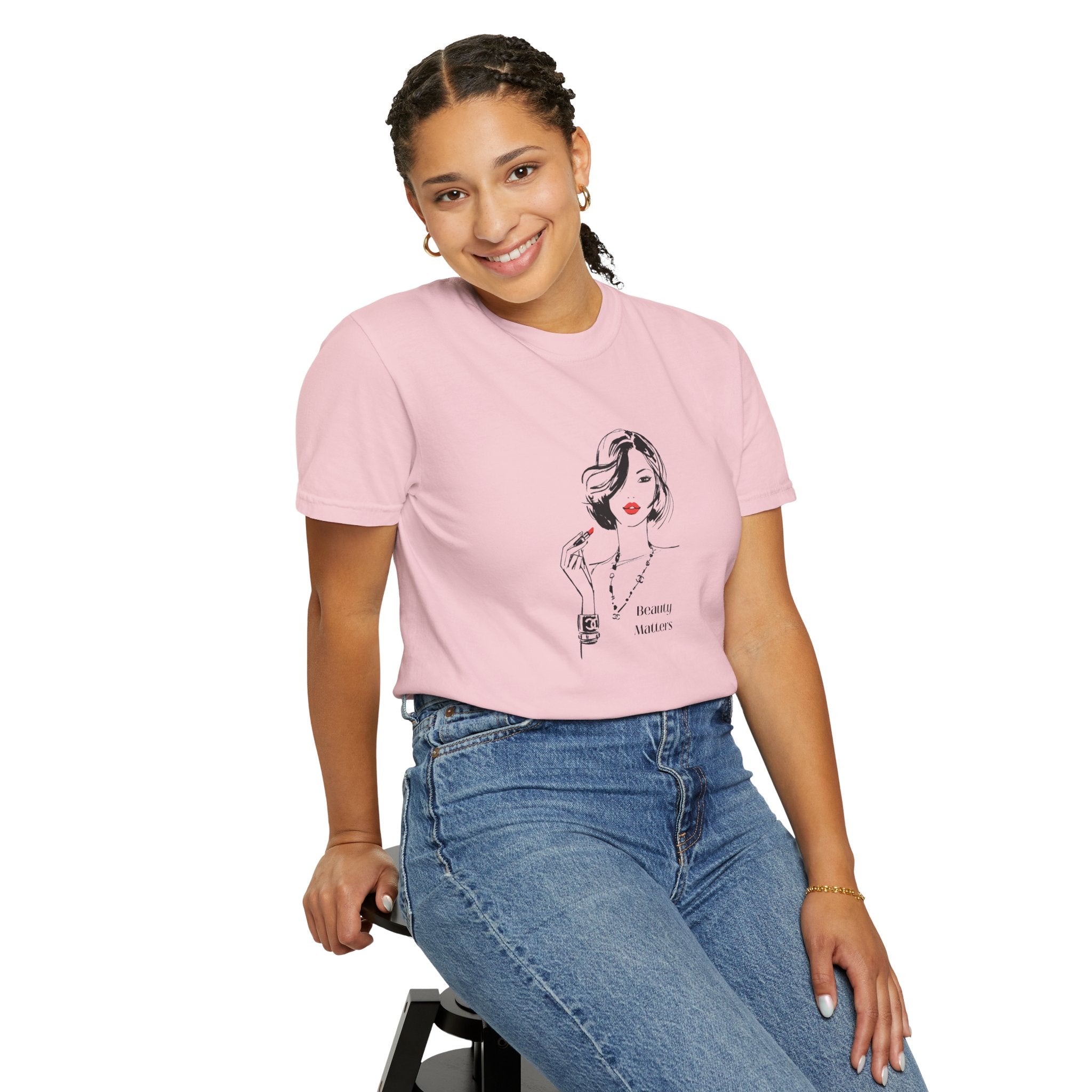 Minimalist Fashion Illustration T-Shirt — 'Beauty Matters' Graphic Tee