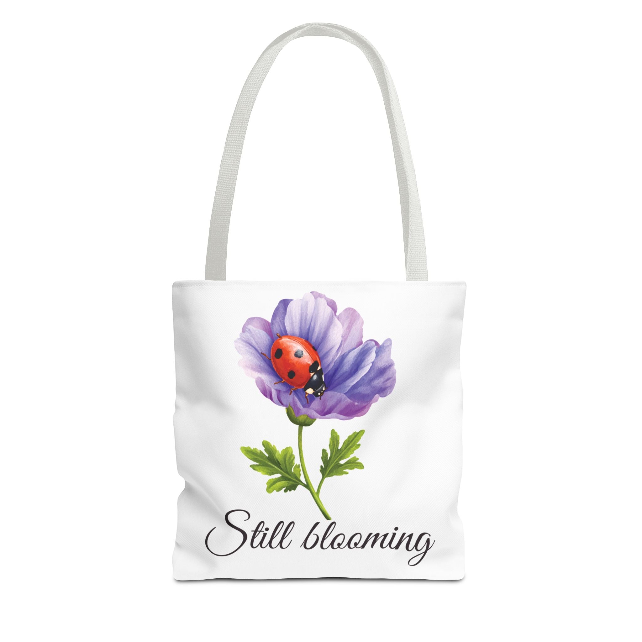 Still Blooming Tote Bag, Aesthetic Canvas Tote Bag, Cute Everyday Bag, Floral Ladybug Tote, Soft Life Gift