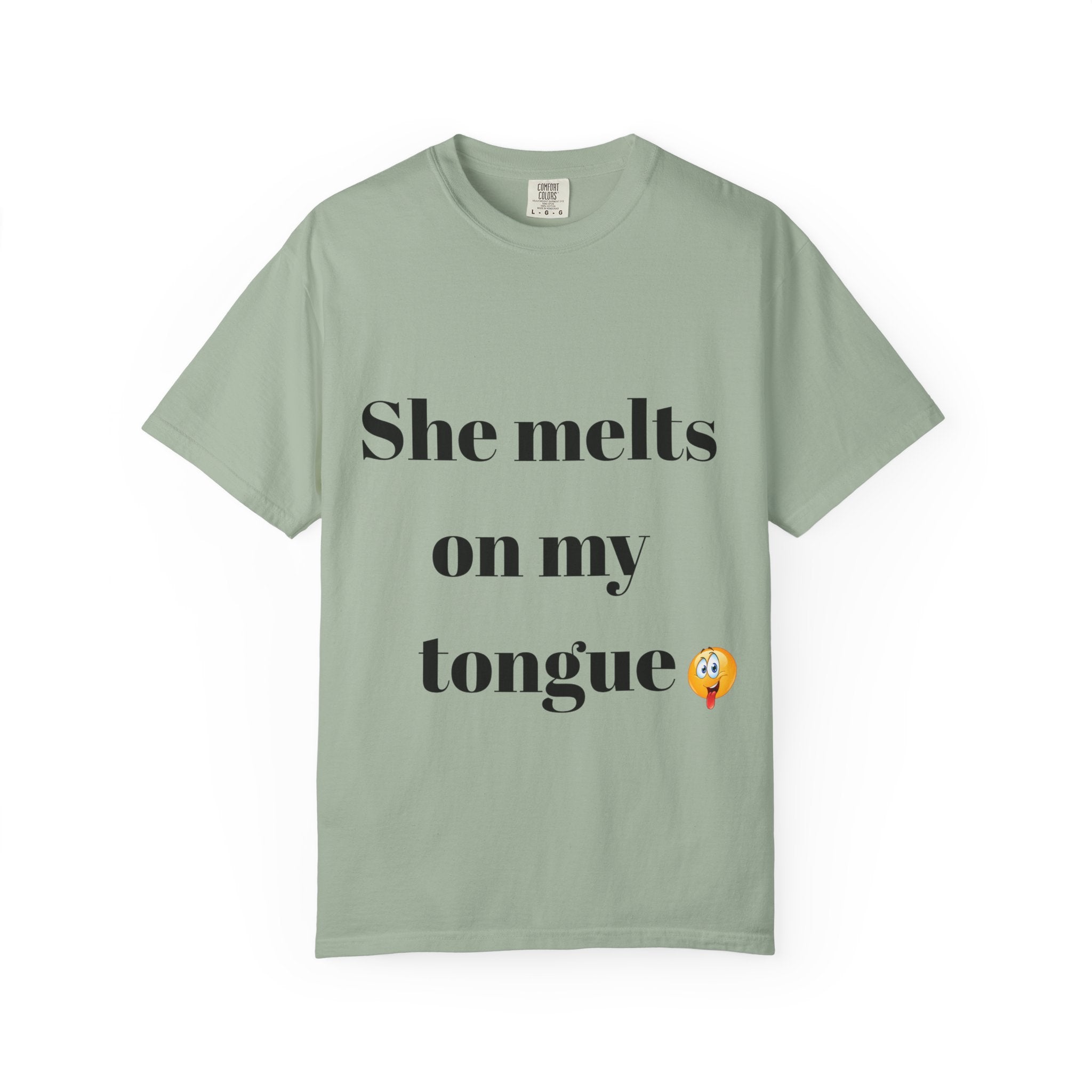 Funny Couple T-Shirt | She Melts on My Tongue Tee | Naughty Gift for Him | Cheeky Matching Shirt for Couples | Bold Statement Shirt