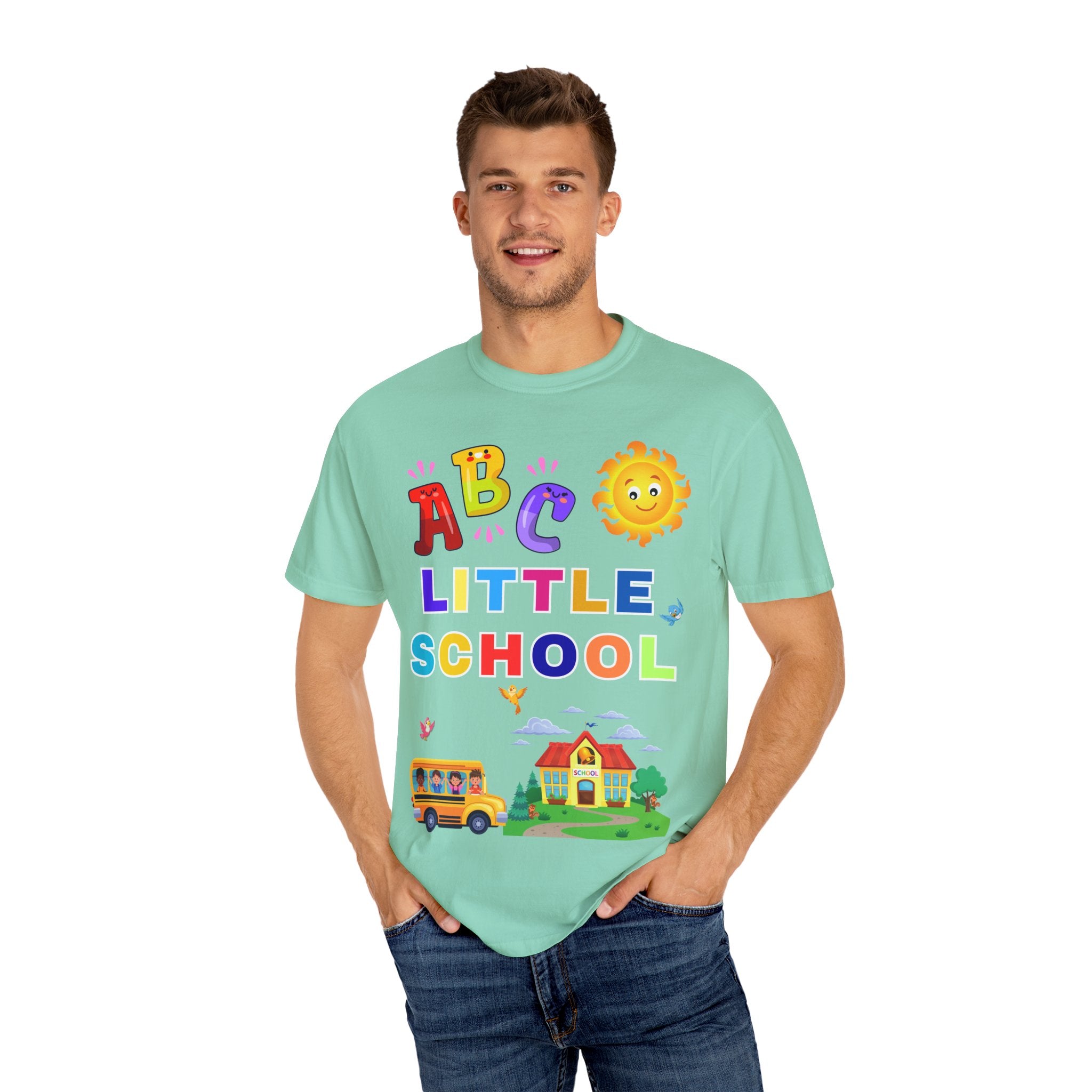 ABC Little School Unisex Garment-Dyed T-Shirt, Kids Learning Apparel, Back to School Shirt, Educational Gift, Fun Classroom Wear