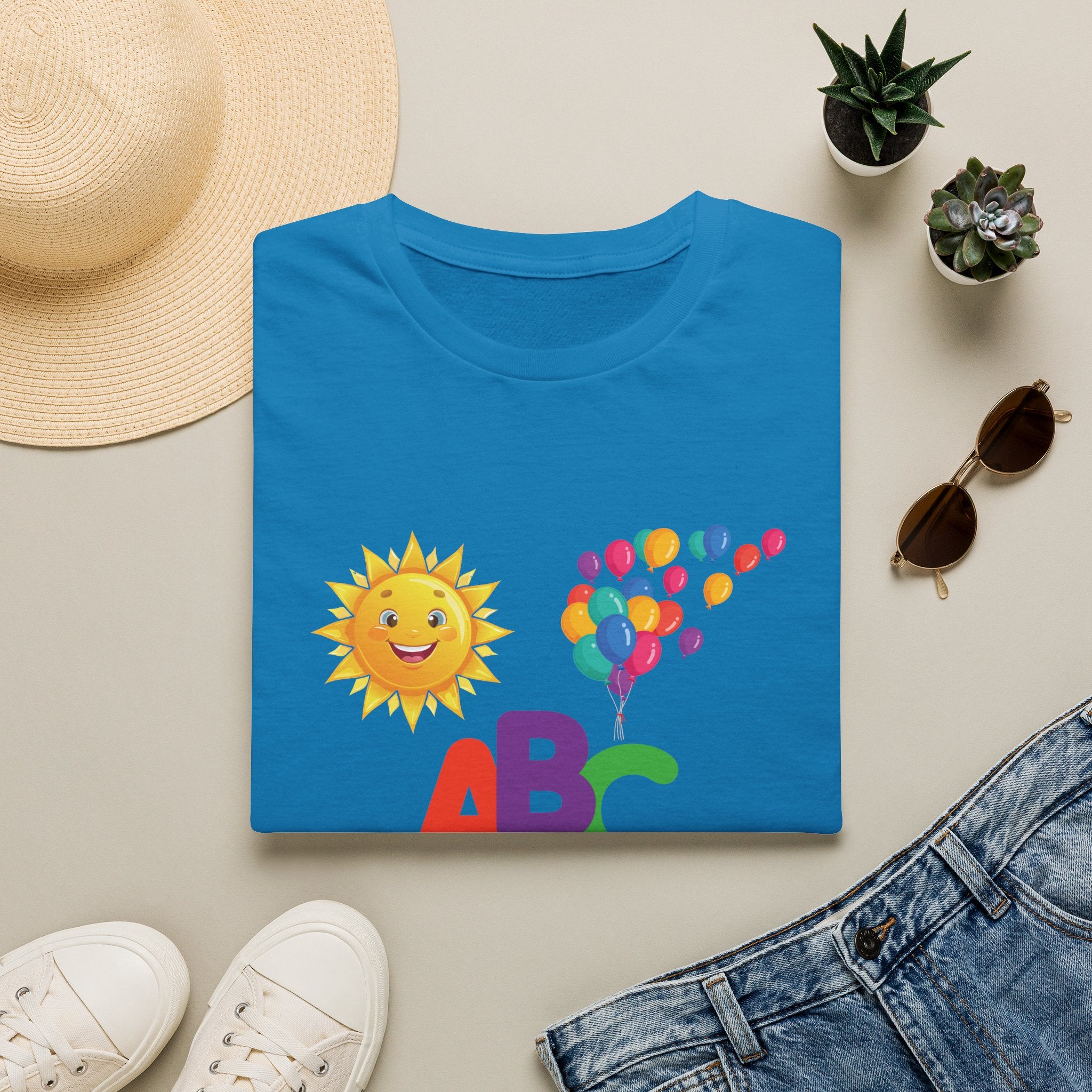 Kids ABC T-Shirt — Little School Sun & Balloons Preschool Tee