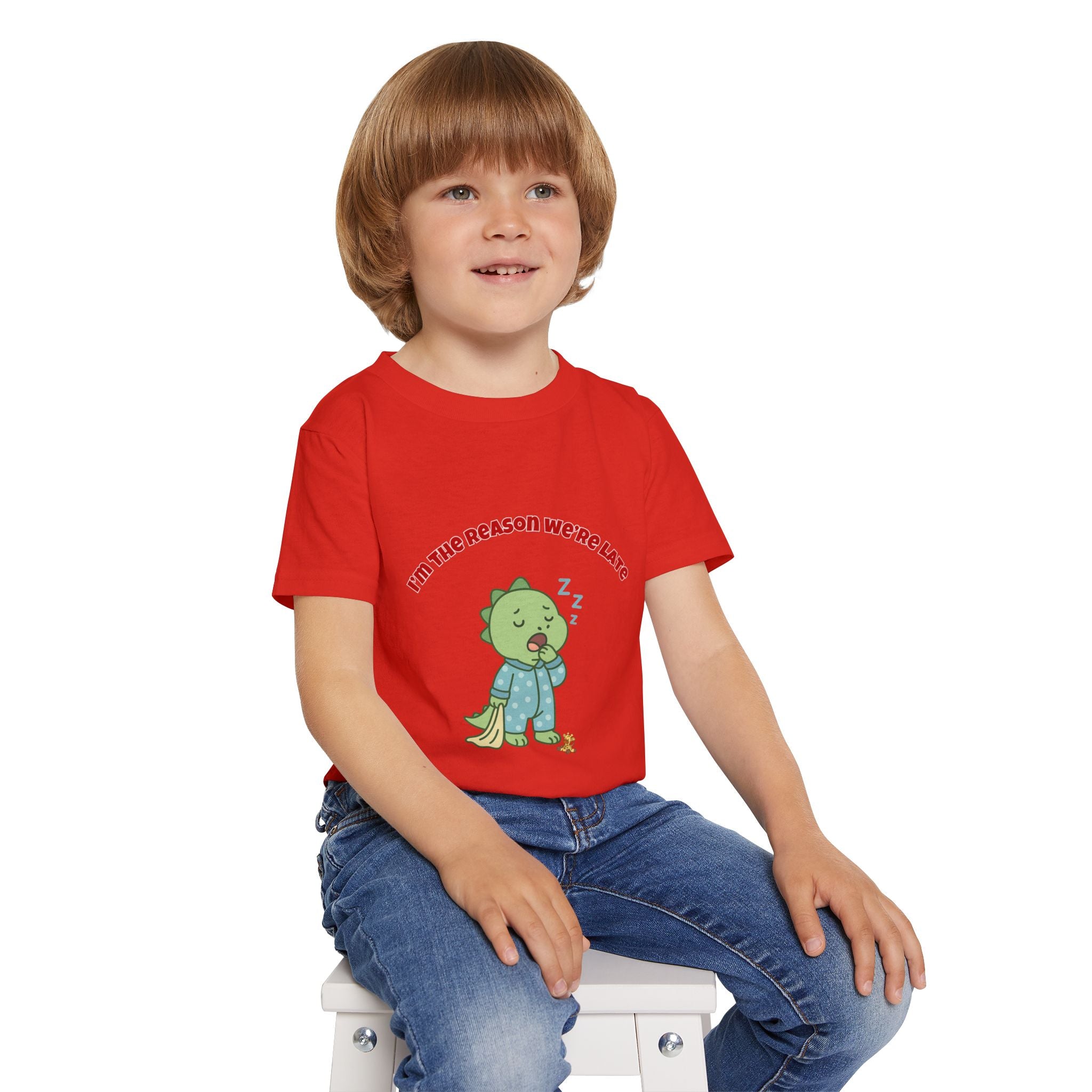 Im the Reason Were Late Cute Baby Dinosaur Toddler T Shirt Funny Sleepy Dino Kids Shirt Pajamas Theme