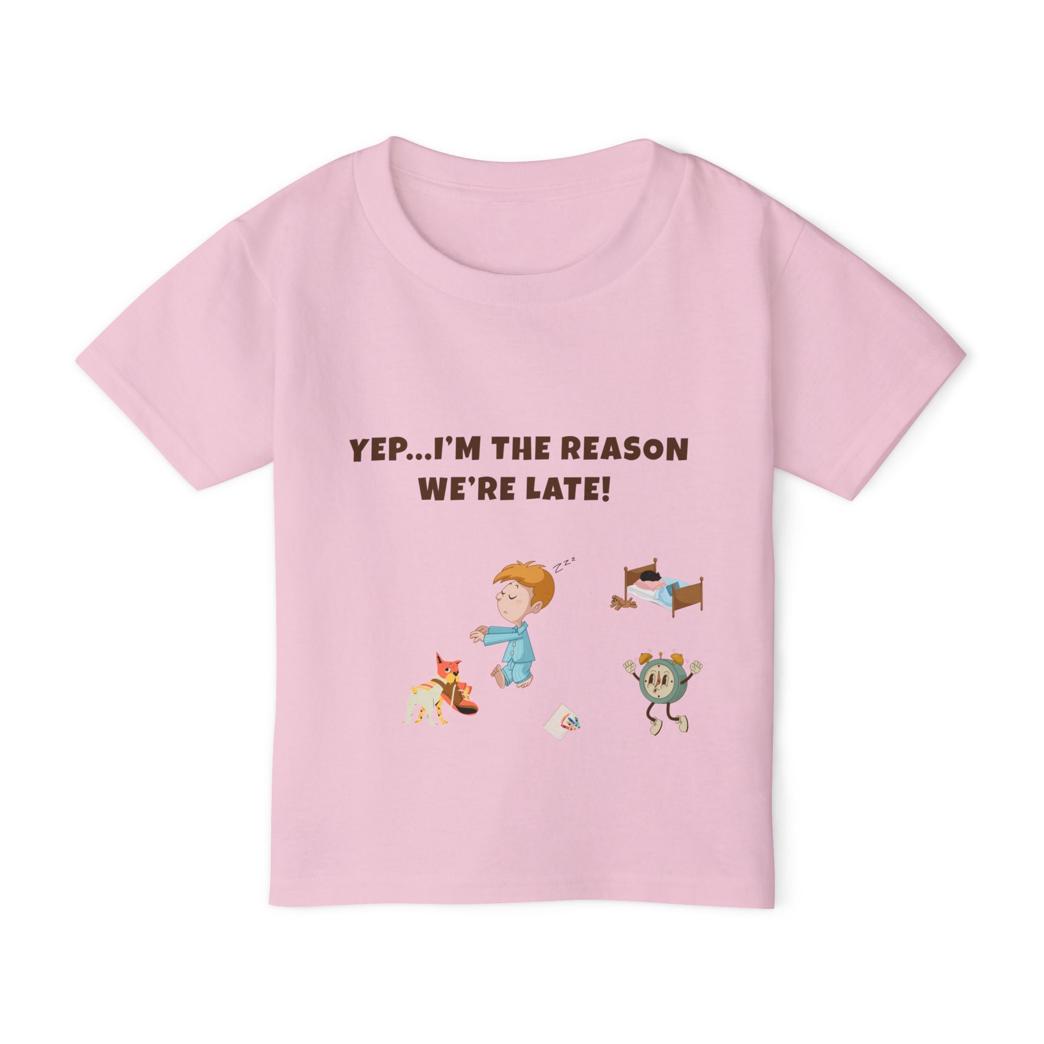 Yep Im the Reason We are Late!  Funny Toddler TShirt  Cute Cartoon Pajama Kid Tee  Morning Chaos Shirt for Boys and Girls