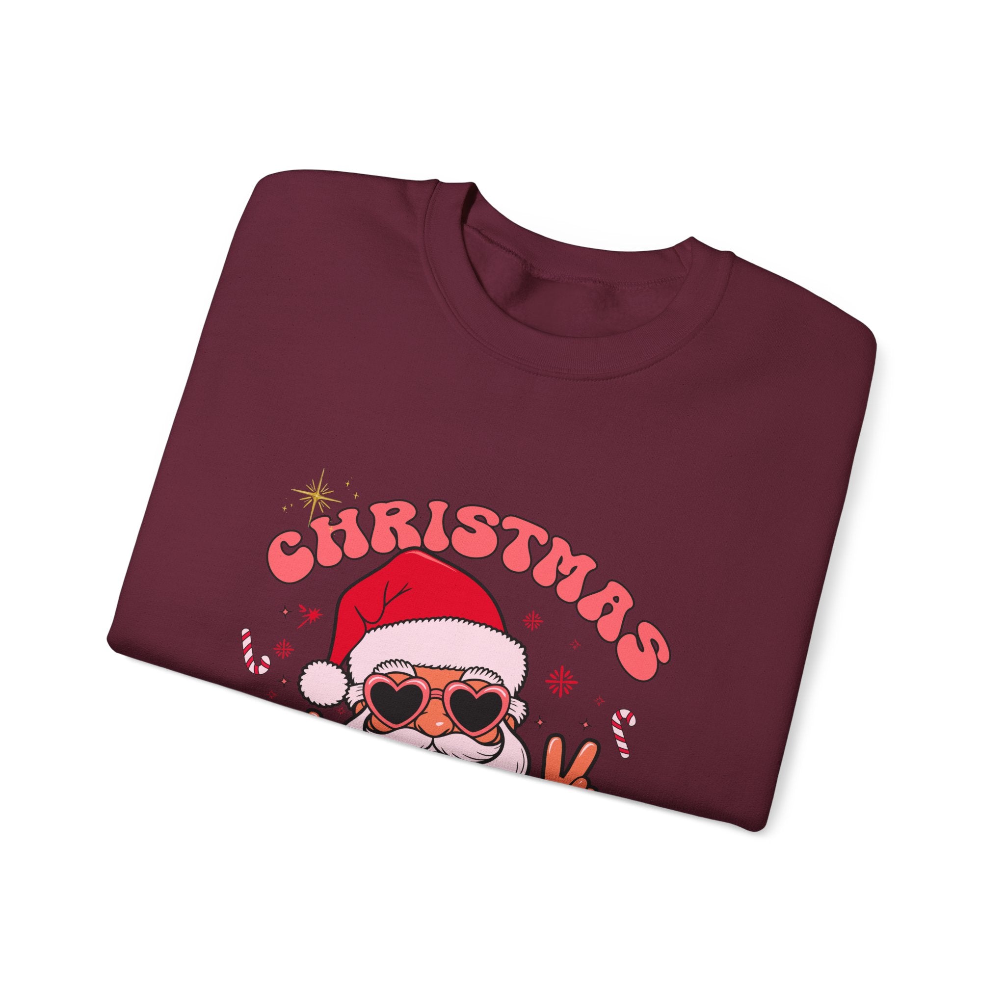 Christmas Vibes Santa Peace Sign Sweatshirt | Christmas Crewneck