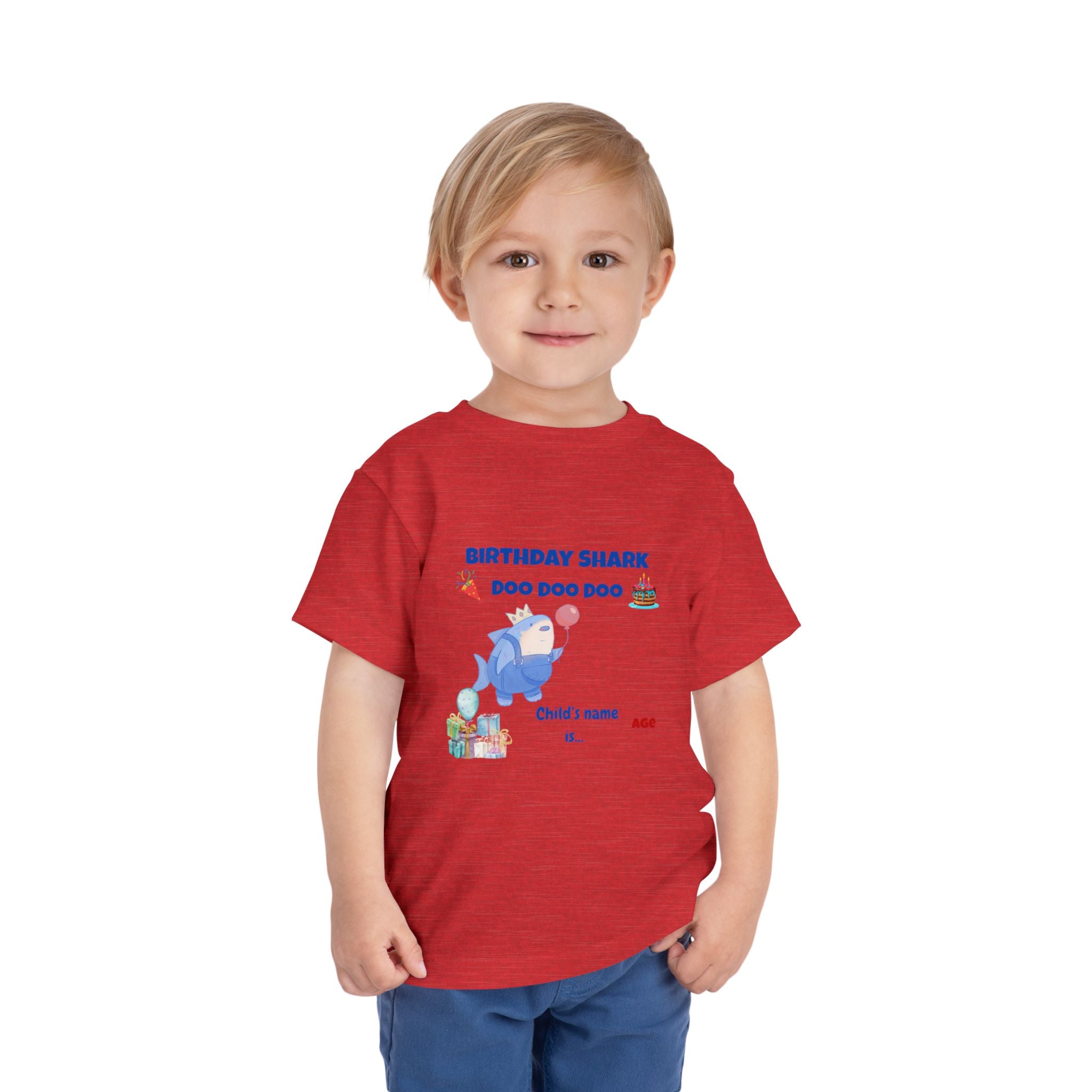 Personalized Birthday Shark TShirt for Kids  Custom Name and Age  Cute Ocean Theme Toddler Tee