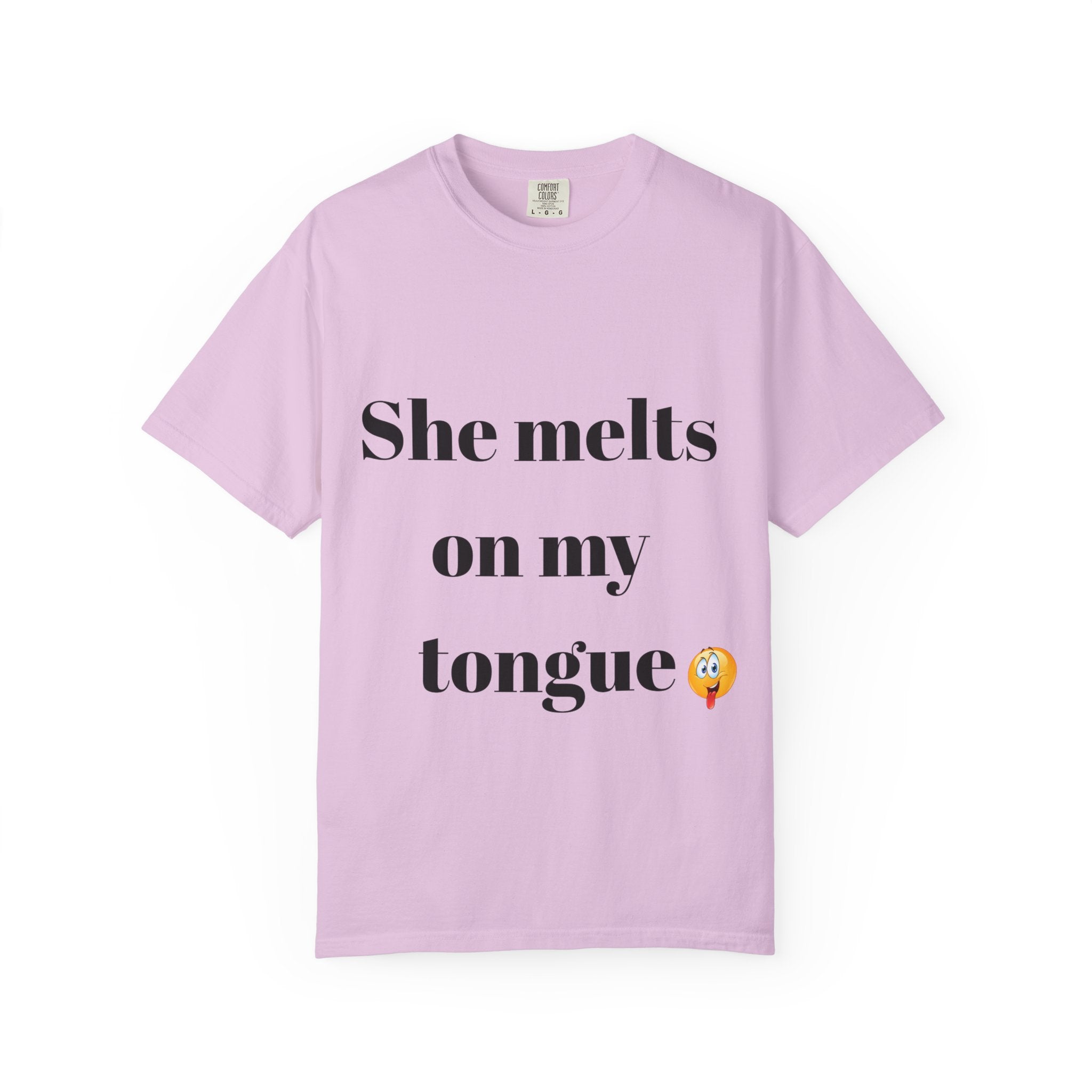 Funny Couple T-Shirt | She Melts on My Tongue Tee | Naughty Gift for Him | Cheeky Matching Shirt for Couples | Bold Statement Shirt