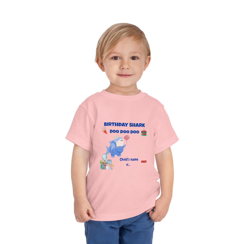 Personalized Birthday Shark TShirt for Kids  Custom Name and Age  Cute Ocean Theme Toddler Tee