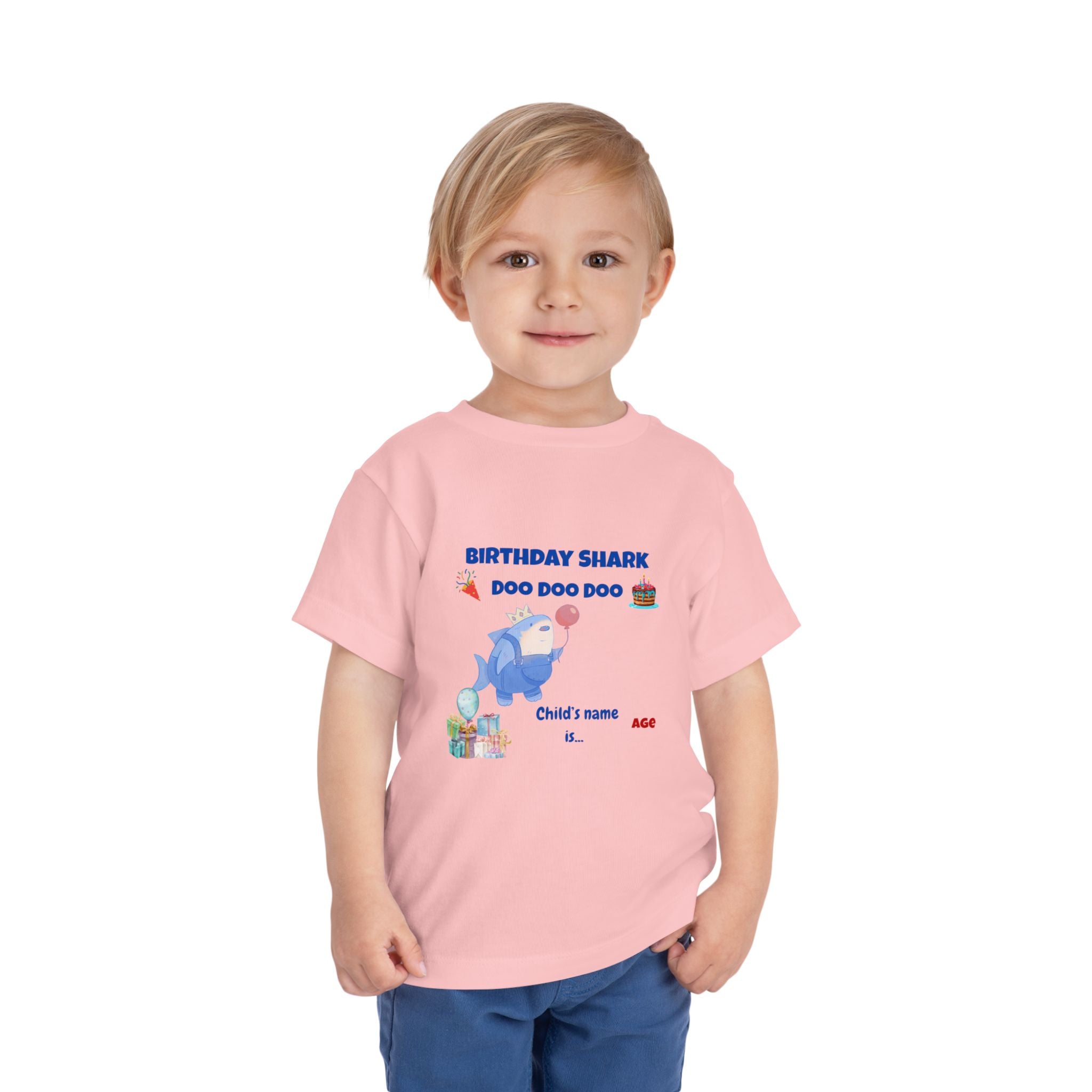 Personalized Birthday Shark TShirt for Kids  Custom Name and Age  Cute Ocean Theme Toddler Tee