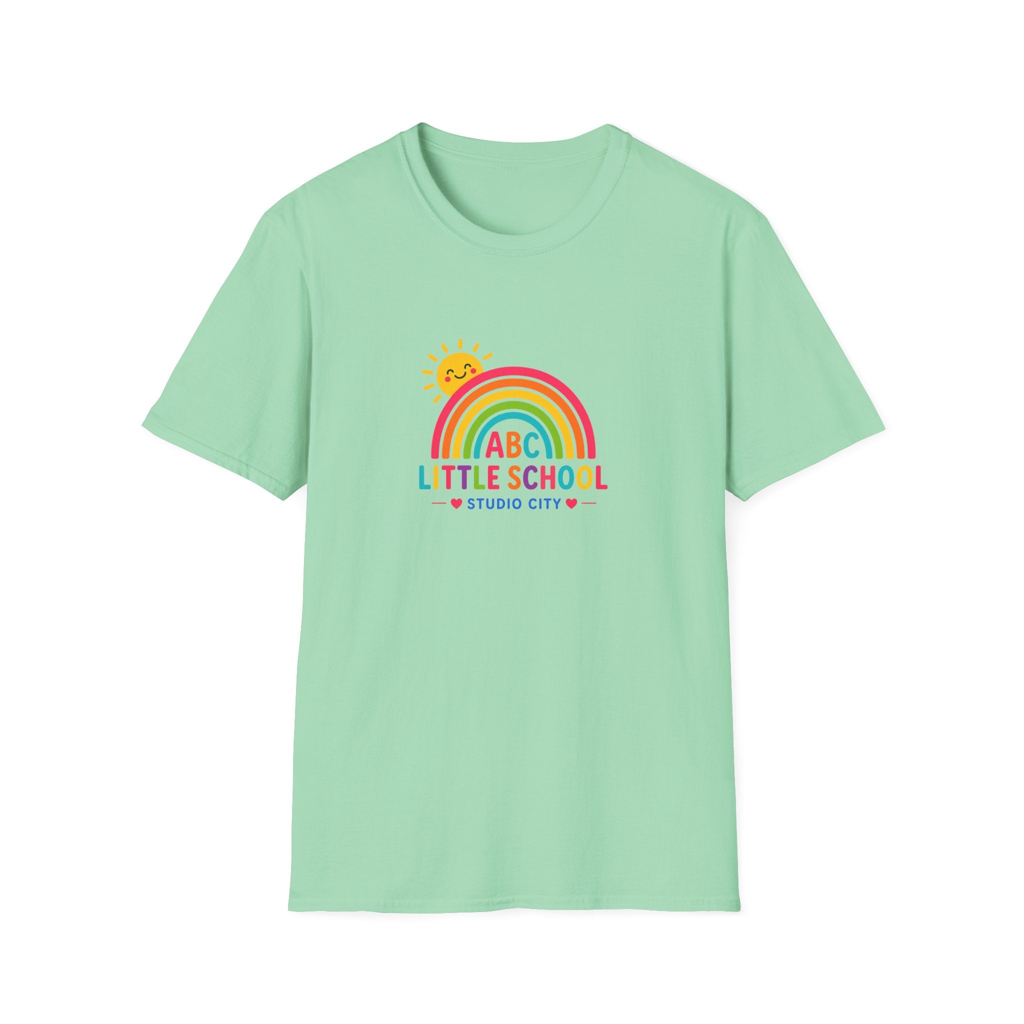 Kids Rainbow Preschool T‑Shirt — “ABC Little School” Sunny Day Tee
