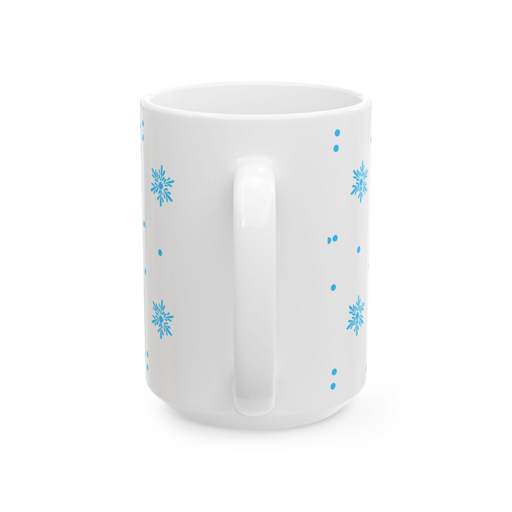 Snowflake Pattern Ceramic Mug – Blue Winter Coffee Cup (11oz & 15oz)