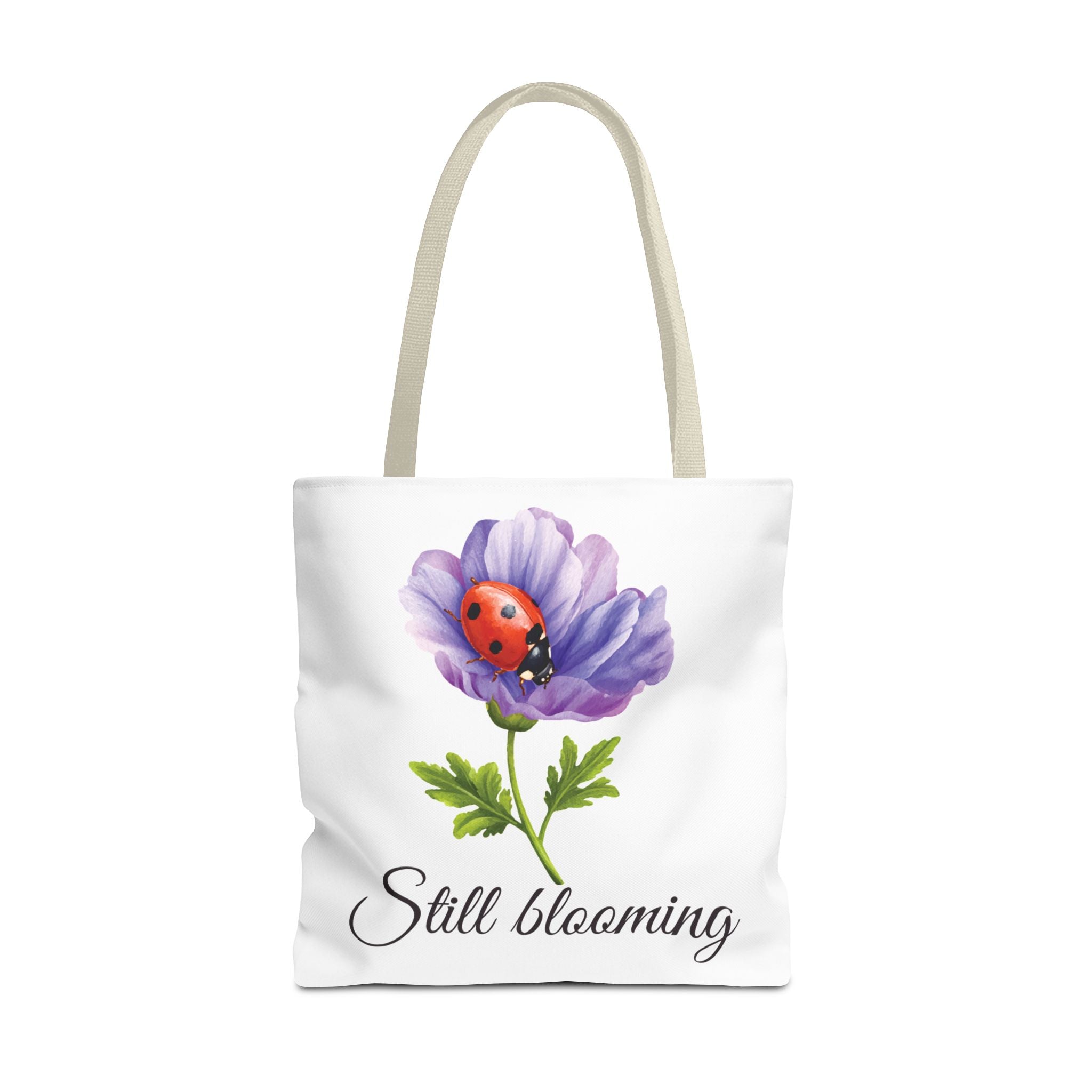 Still Blooming Tote Bag, Aesthetic Canvas Tote Bag, Cute Everyday Bag, Floral Ladybug Tote, Soft Life Gift