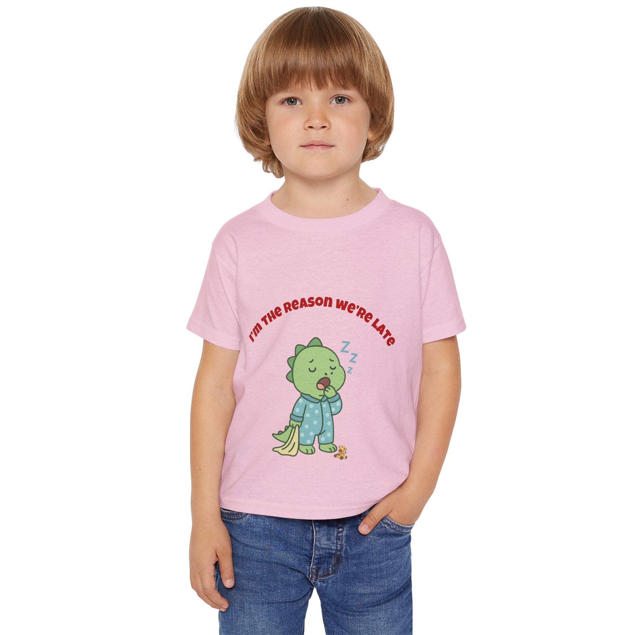 Im the Reason Were Late Cute Baby Dinosaur Toddler T Shirt Funny Sleepy Dino Kids Shirt Pajamas Theme