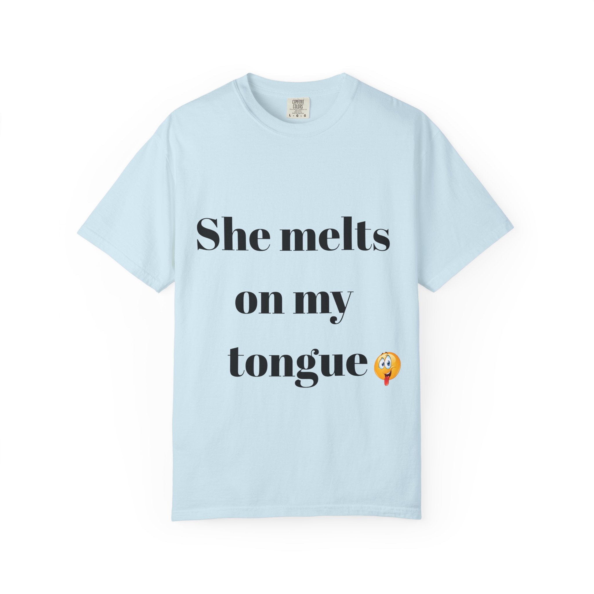 Funny Couple T-Shirt | She Melts on My Tongue Tee | Naughty Gift for Him | Cheeky Matching Shirt for Couples | Bold Statement Shirt