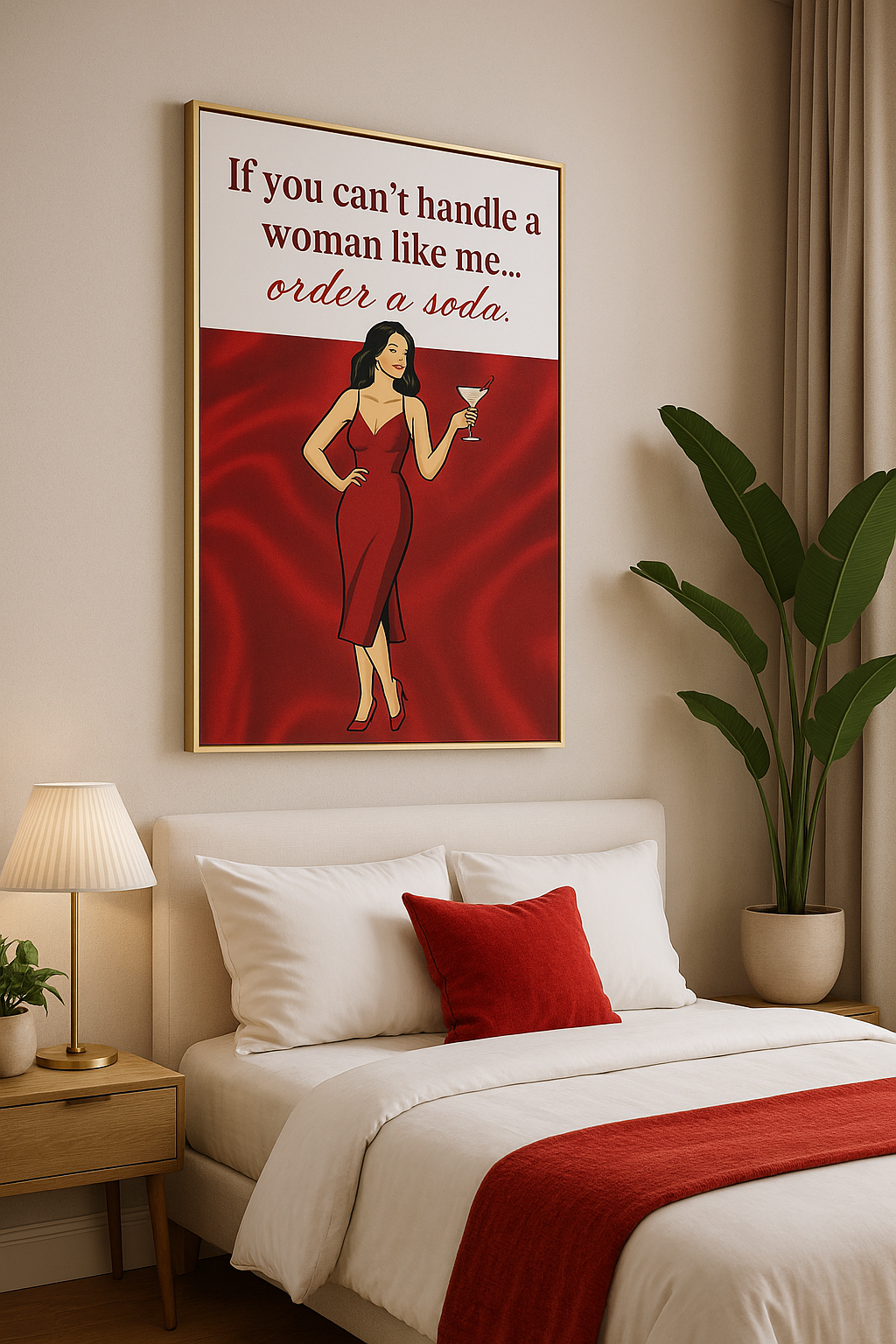 Order a Soda – Confident Woman Red Dress Wall Art Printable | Bold Feminine Quote