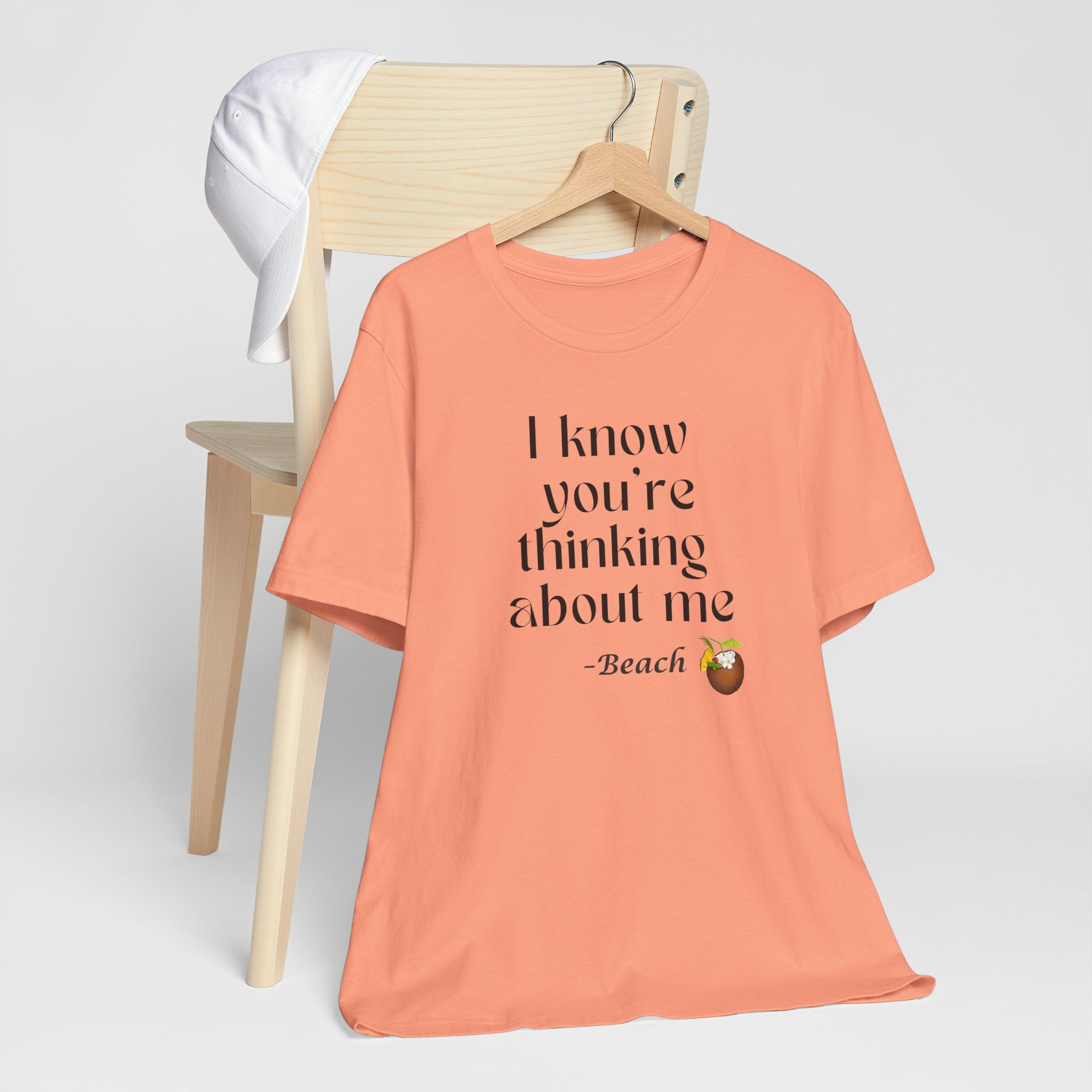 I know you're thinking about me Beach tee | Coconut drink graphic