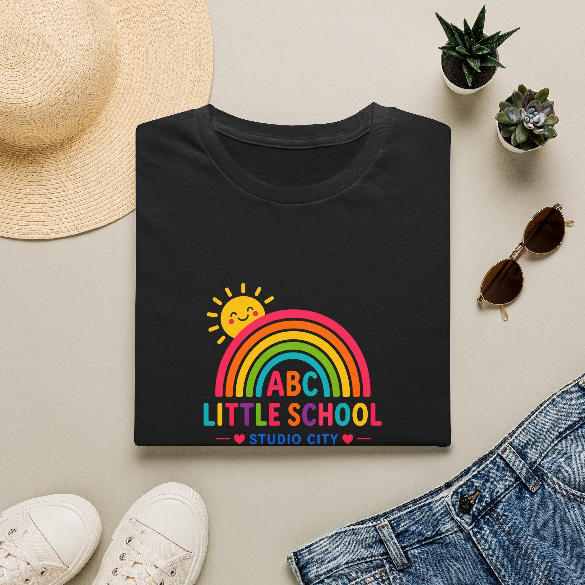Kids Rainbow Preschool T‑Shirt — “ABC Little School” Sunny Day Tee