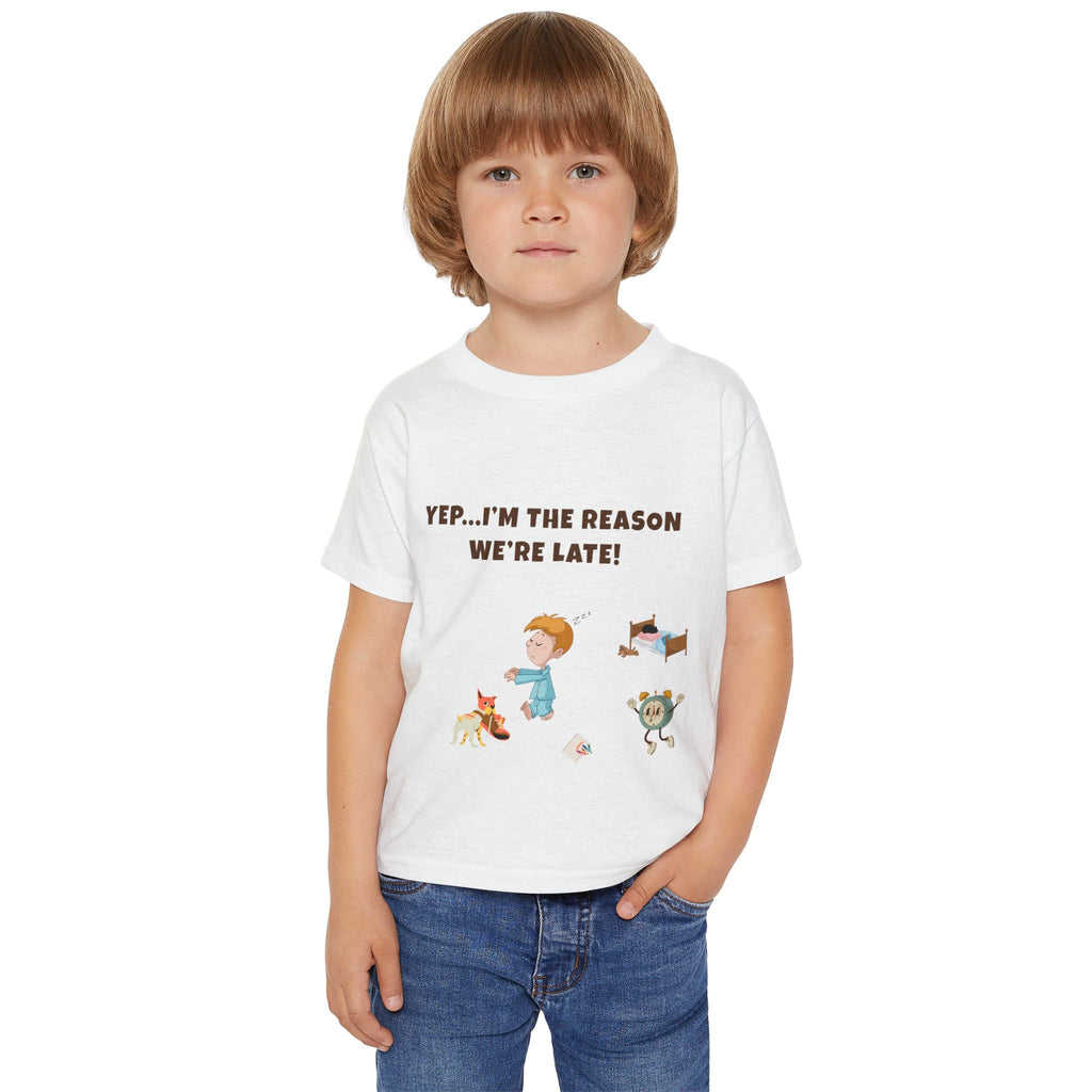 Yep Im the Reason We are Late!  Funny Toddler TShirt  Cute Cartoon Pajama Kid Tee  Morning Chaos Shirt for Boys and Girls