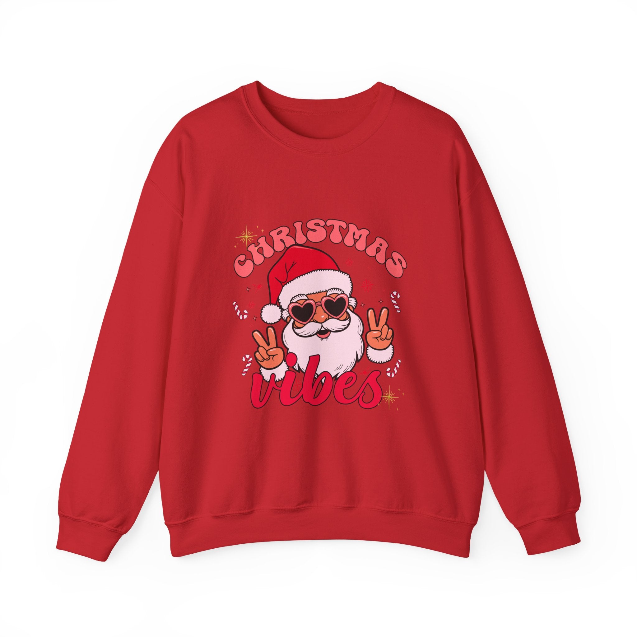 Christmas Vibes Santa Peace Sign Sweatshirt | Christmas Crewneck