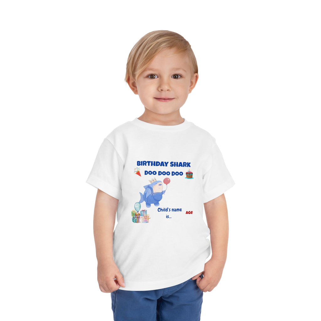 Personalized Birthday Shark TShirt for Kids  Custom Name and Age  Cute Ocean Theme Toddler Tee