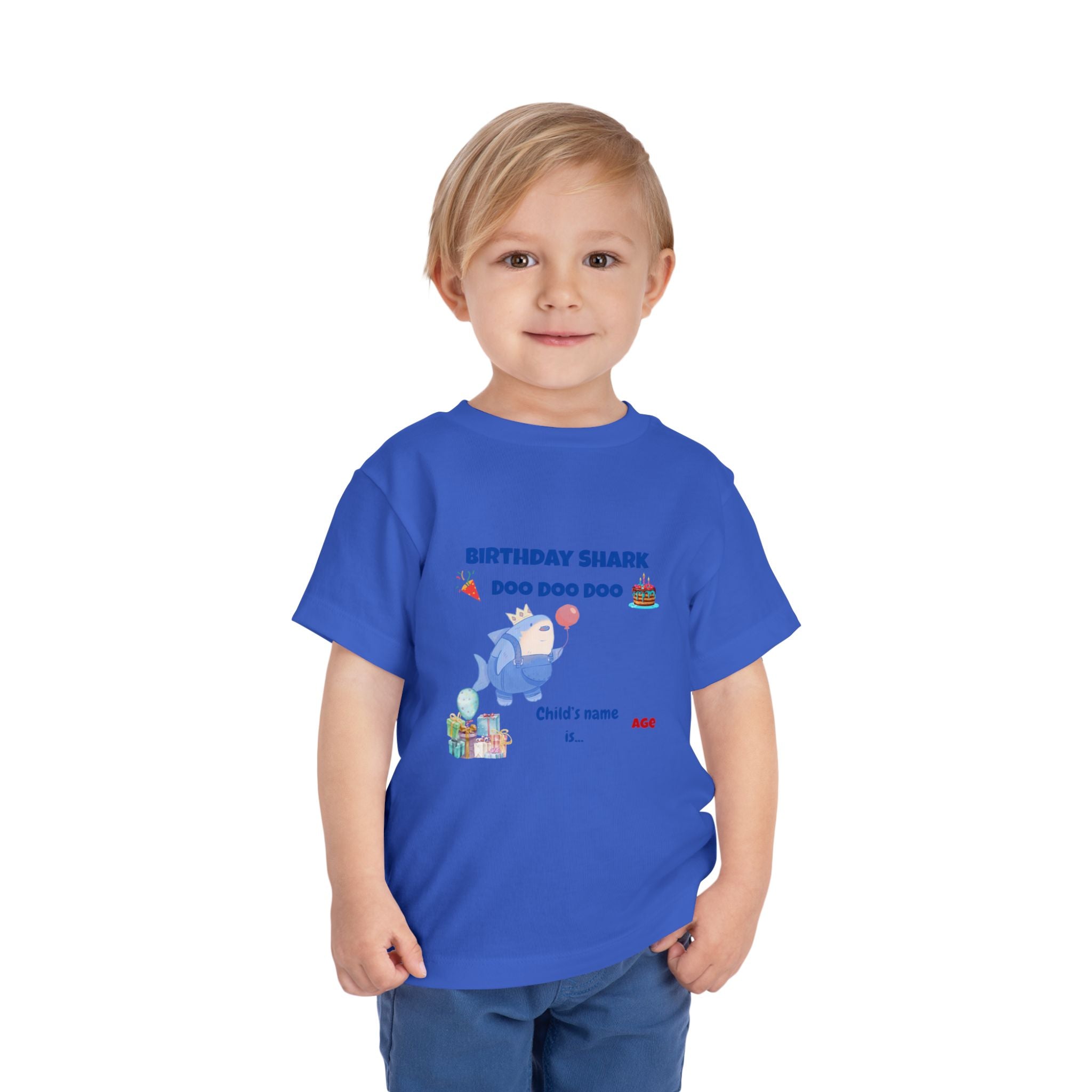 Personalized Birthday Shark TShirt for Kids  Custom Name and Age  Cute Ocean Theme Toddler Tee
