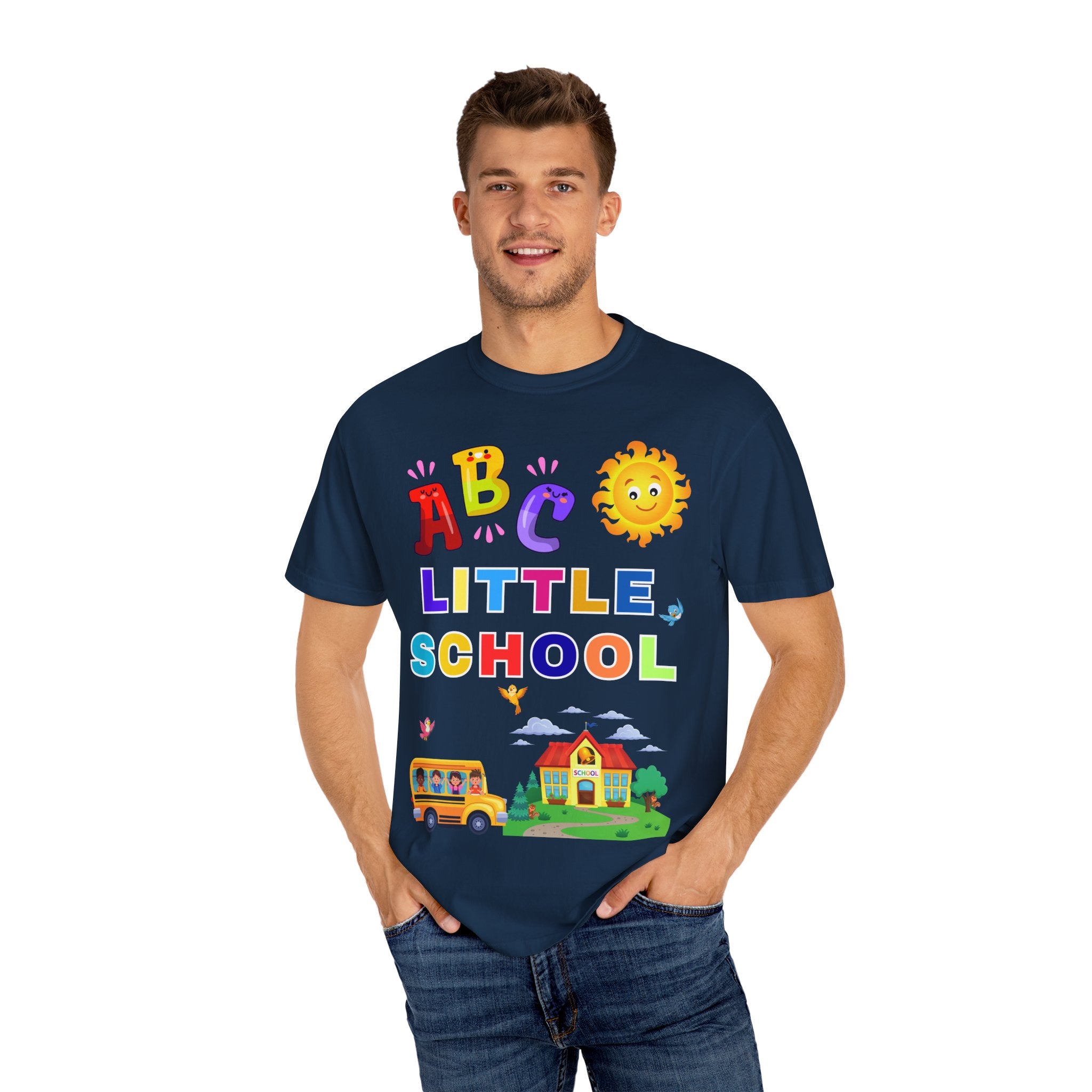 ABC Little School Unisex Garment-Dyed T-Shirt, Kids Learning Apparel, Back to School Shirt, Educational Gift, Fun Classroom Wear