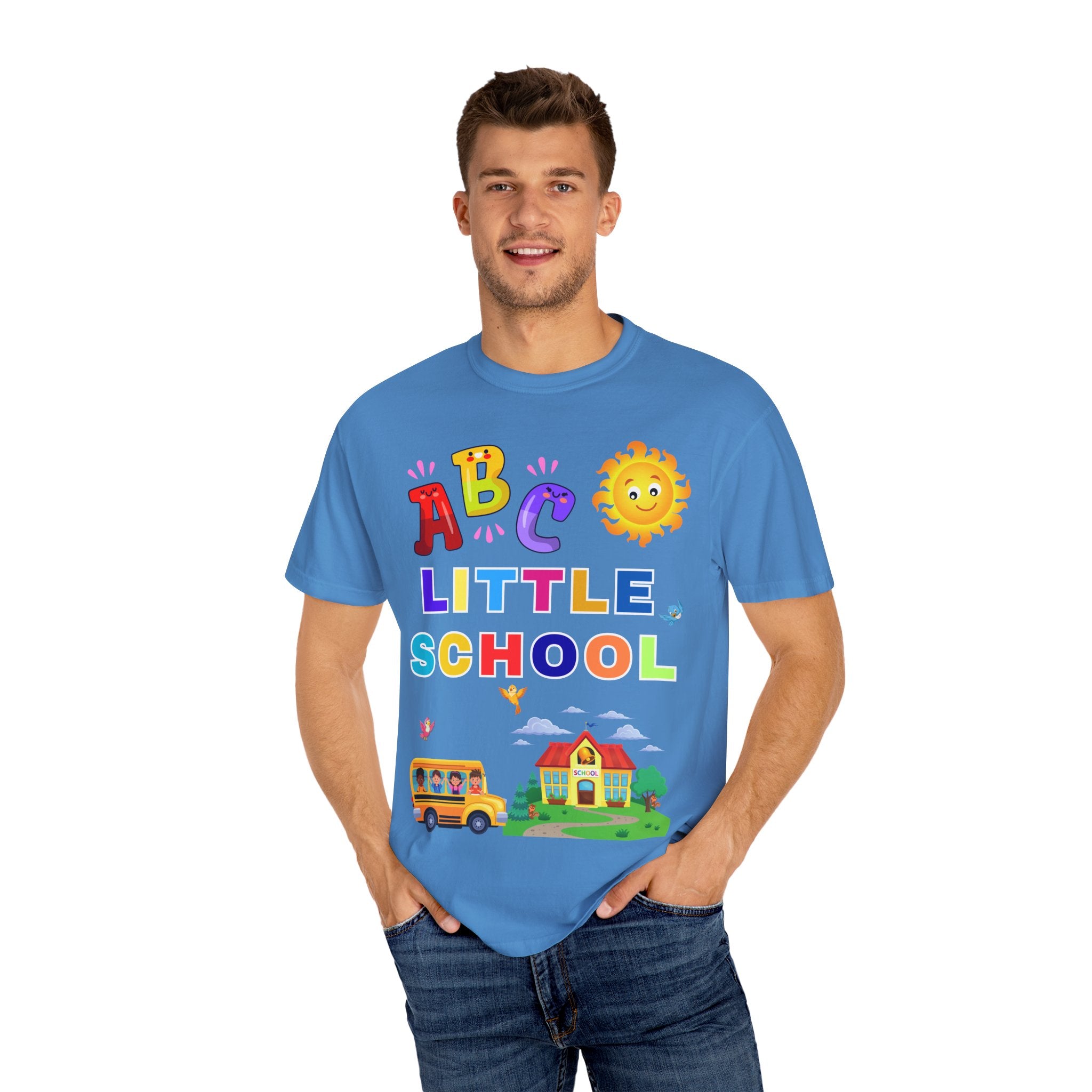 ABC Little School Unisex Garment-Dyed T-Shirt, Kids Learning Apparel, Back to School Shirt, Educational Gift, Fun Classroom Wear