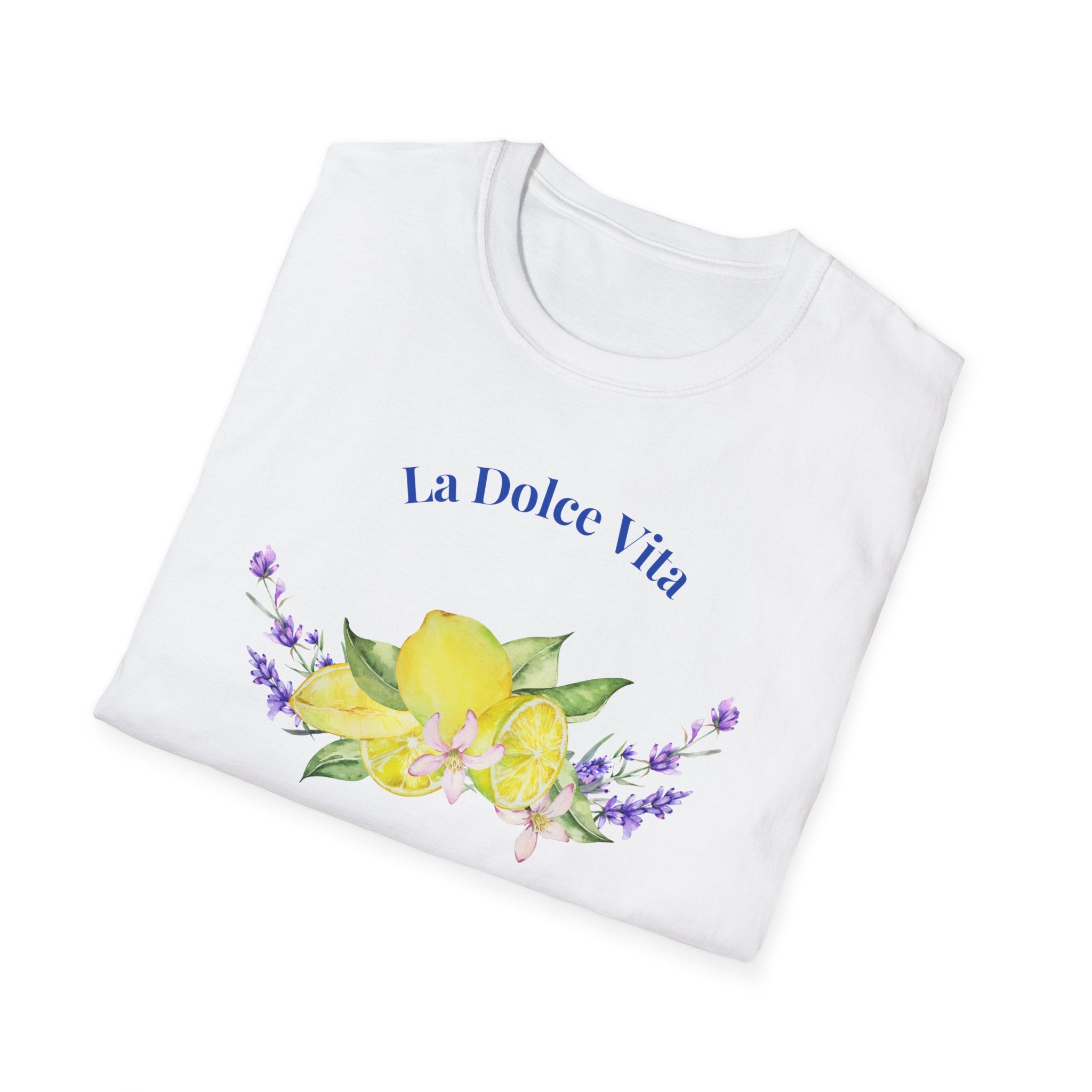 La Dolce Vita Graphic Tee | Floral Lemon & Lavender T-Shirt | Unisex Softstyle.