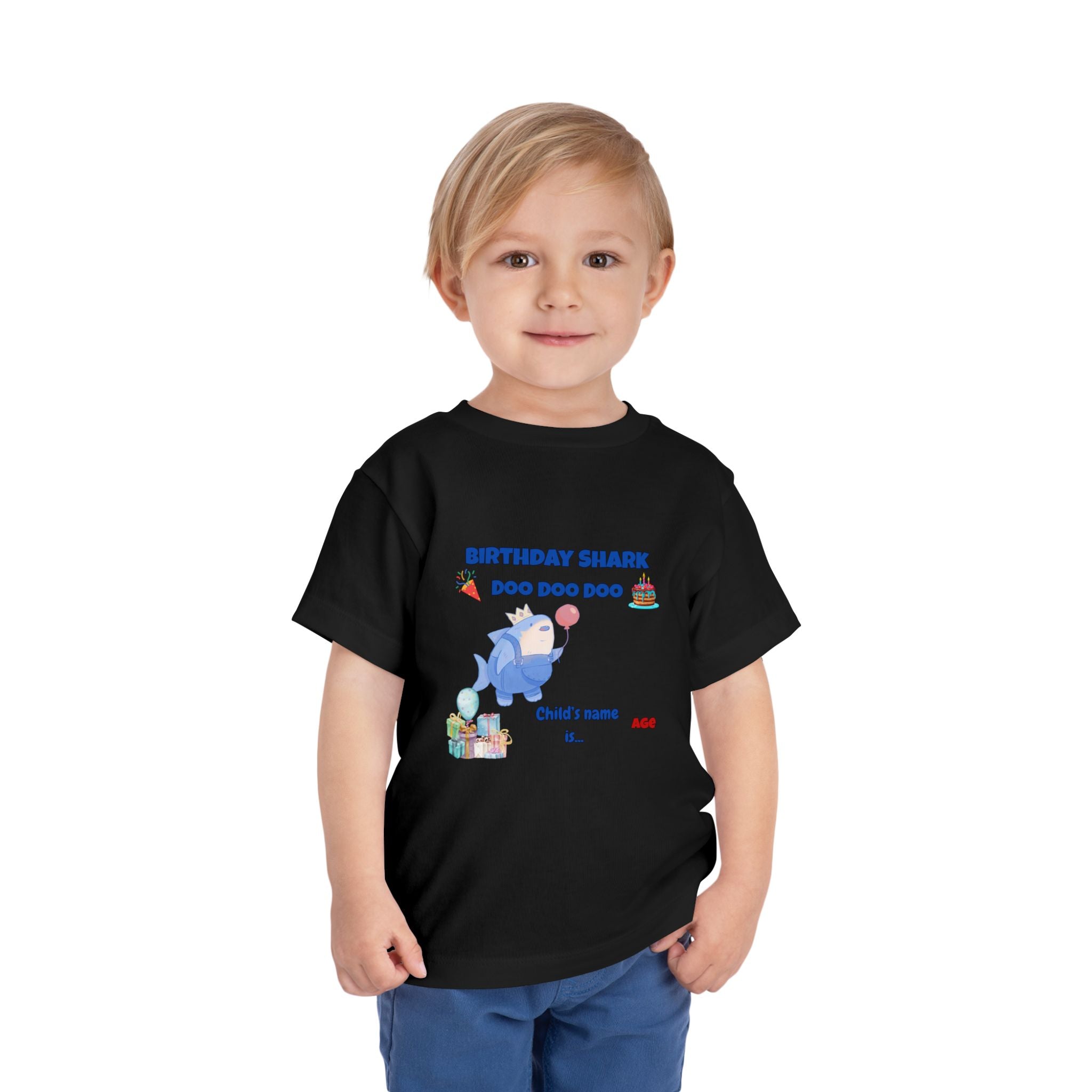Personalized Birthday Shark TShirt for Kids  Custom Name and Age  Cute Ocean Theme Toddler Tee