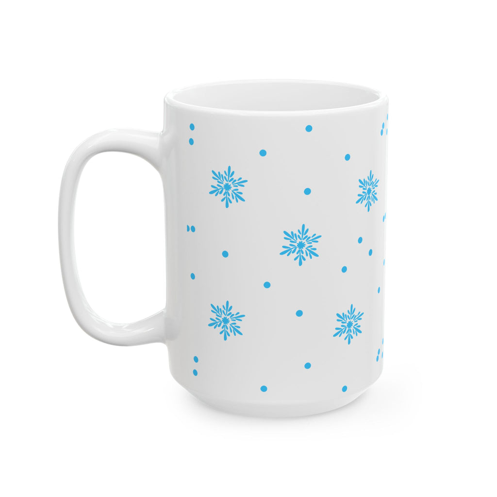 Snowflake Pattern Ceramic Mug – Blue Winter Coffee Cup (11oz & 15oz)