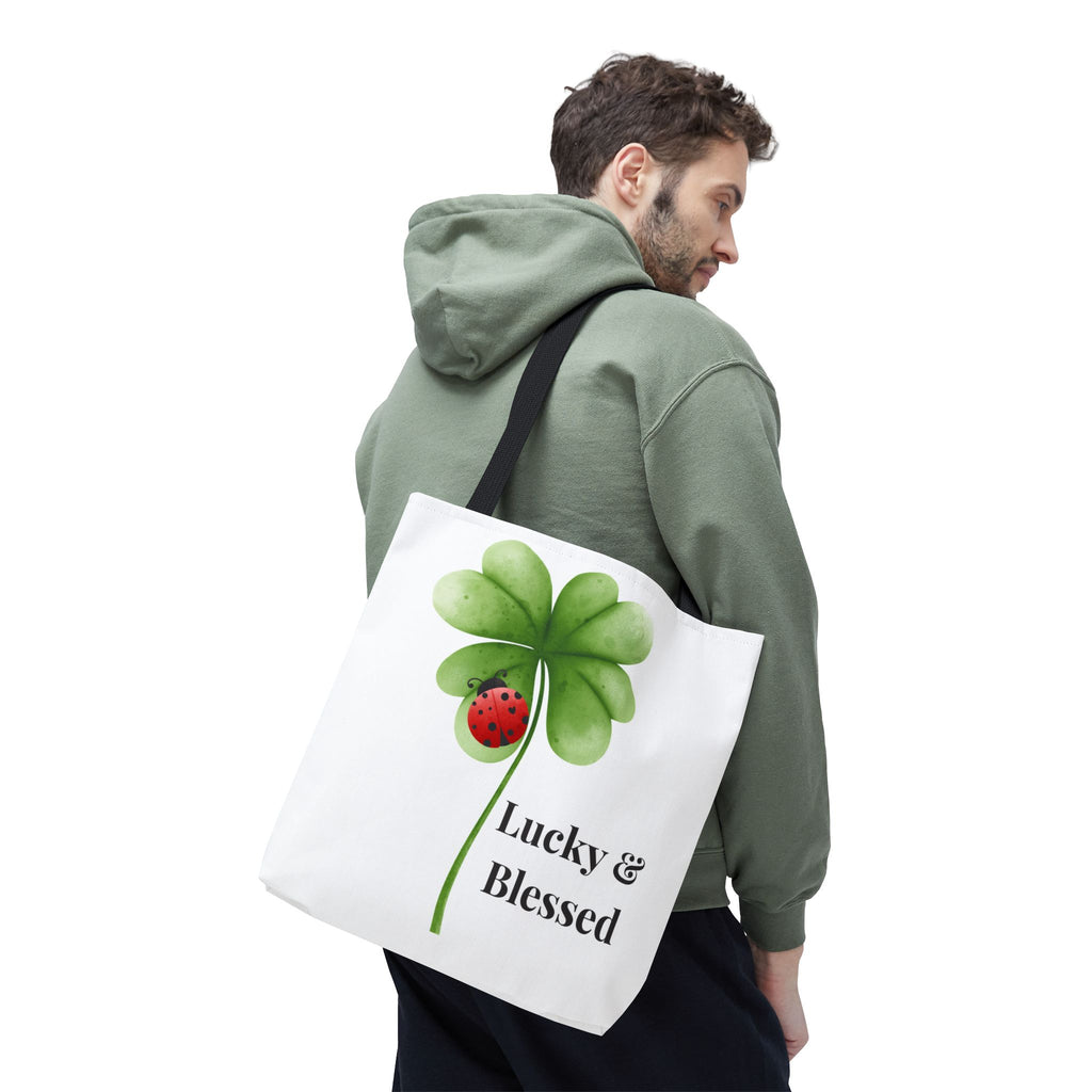 Lucky Girl Energy Tote Bag, Aesthetic Canvas Tote Bag, Cute Everyday Bag, Minimalist Ladybug Clover Tote